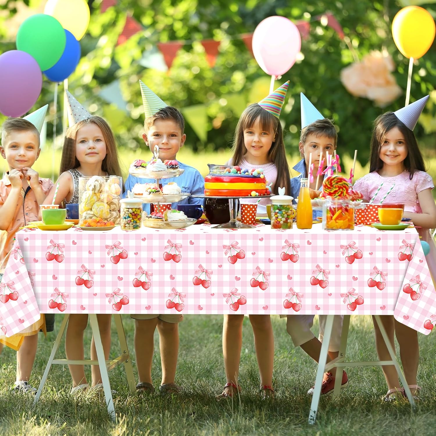 3PCS Cherry Tablecloths Birthday Party Decor