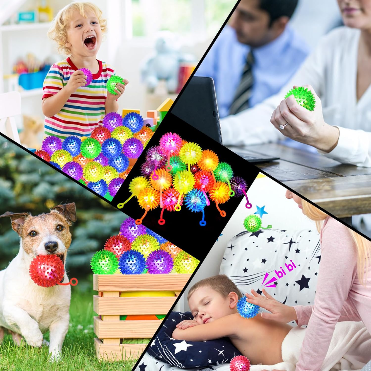 200PCS Light Up Bouncy Ball with LED Flashing Squeaky Design