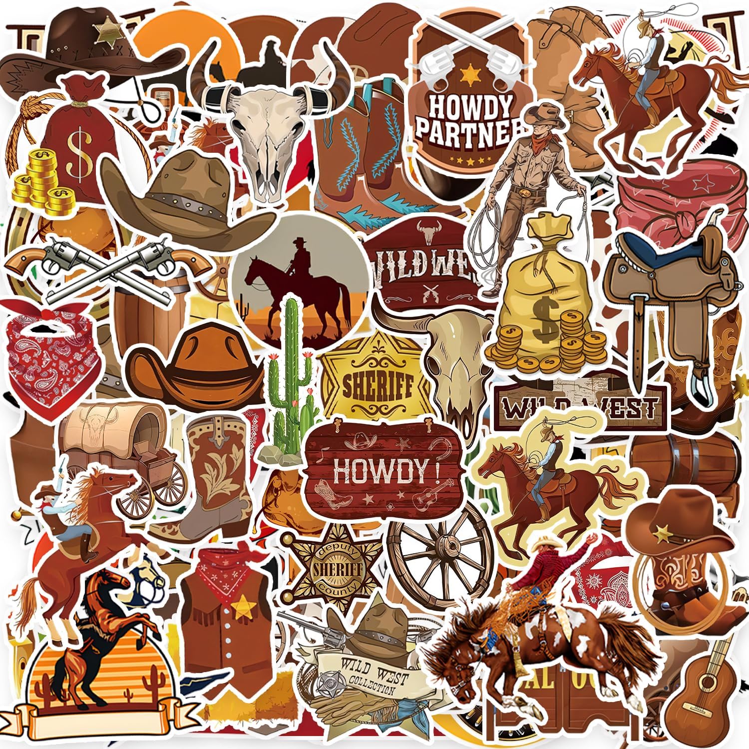 105 PCS Western Cowboy Stickers for Party Decorations