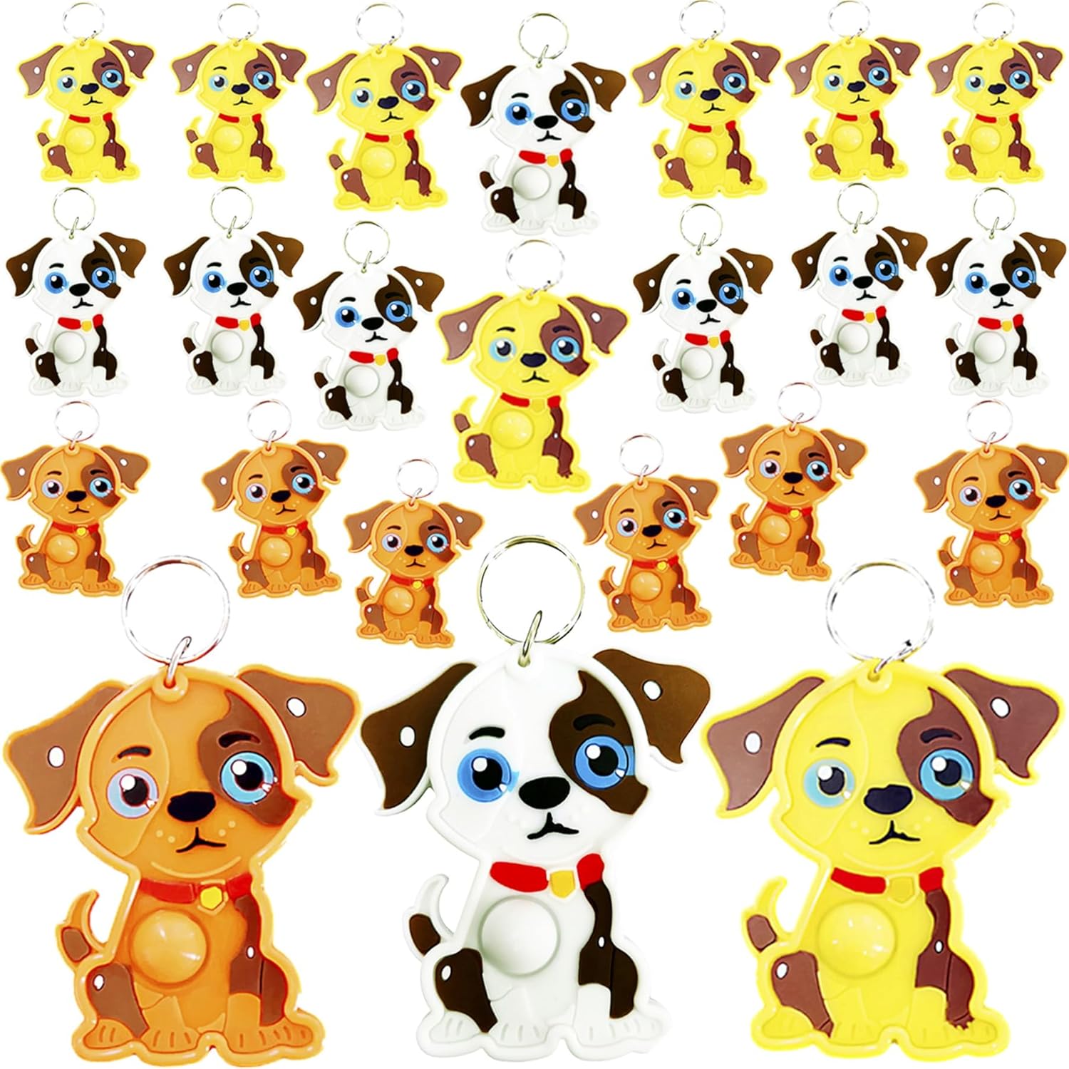 20 Packs Mini Fidget Bubbles Silicone Keychain Set