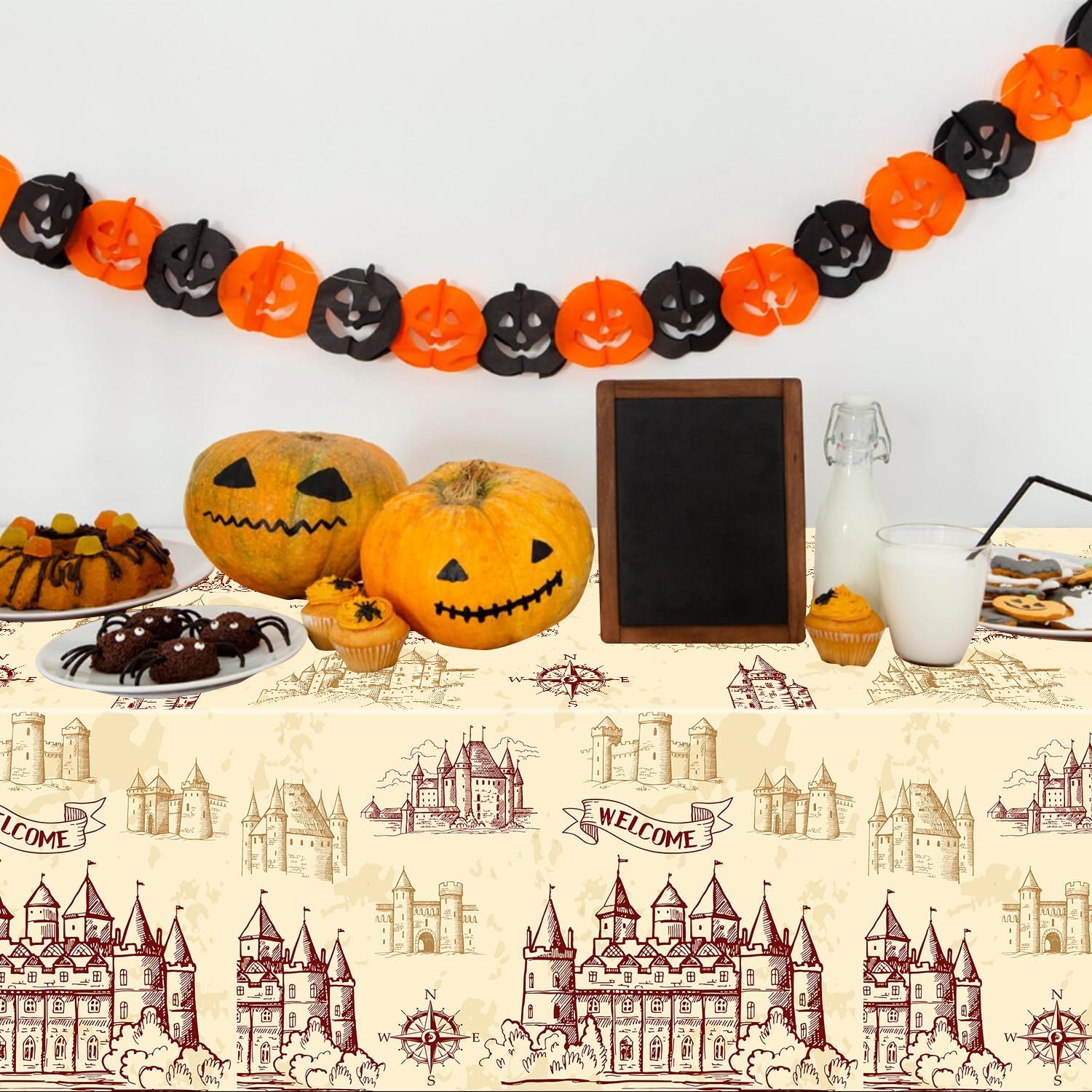 4Pcs Wizard Themed Tablecloth for Birthday Halloween Decor