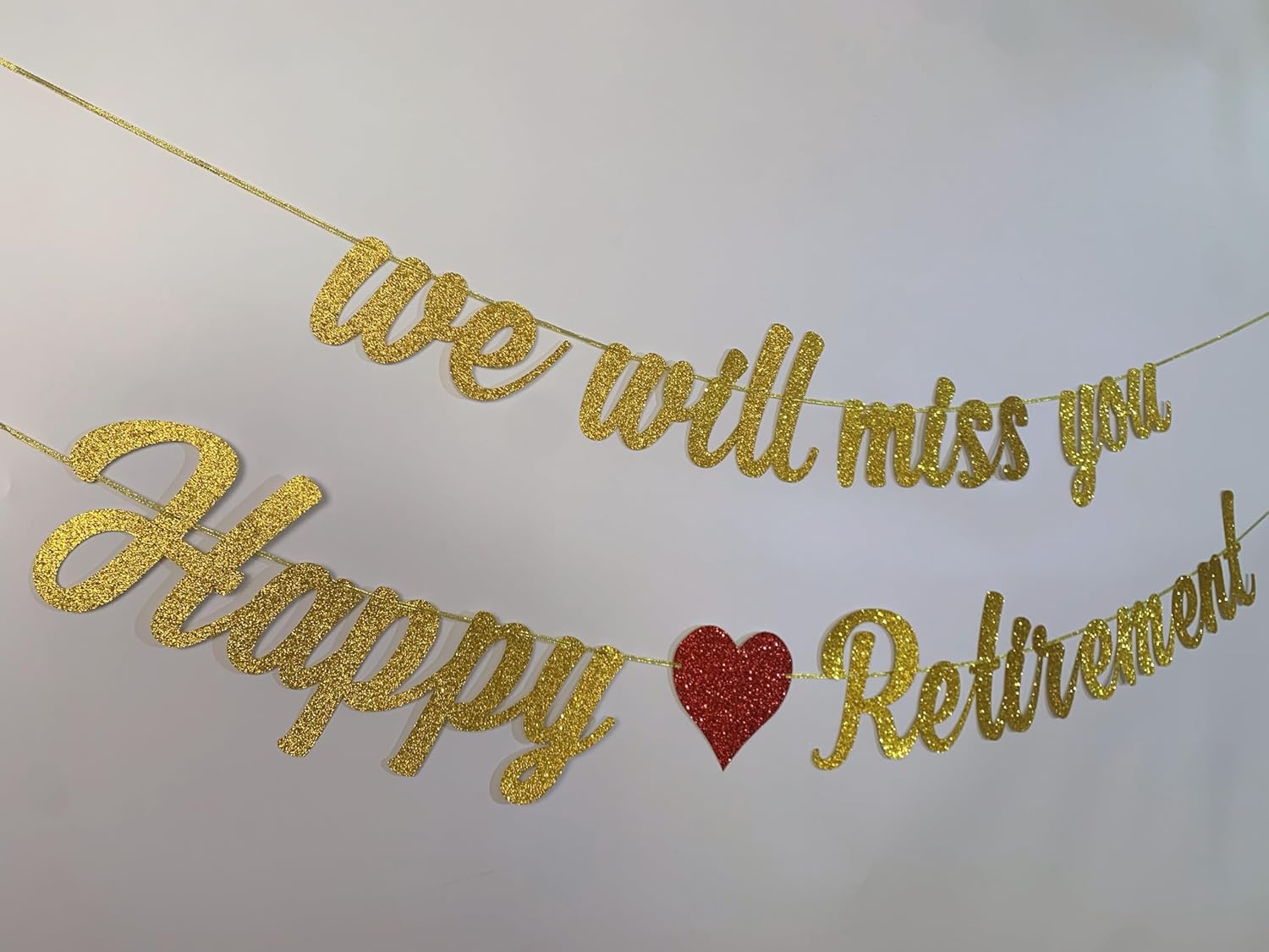 Happy Retirement Banner and We Will Miss You Banner Pre-Strung