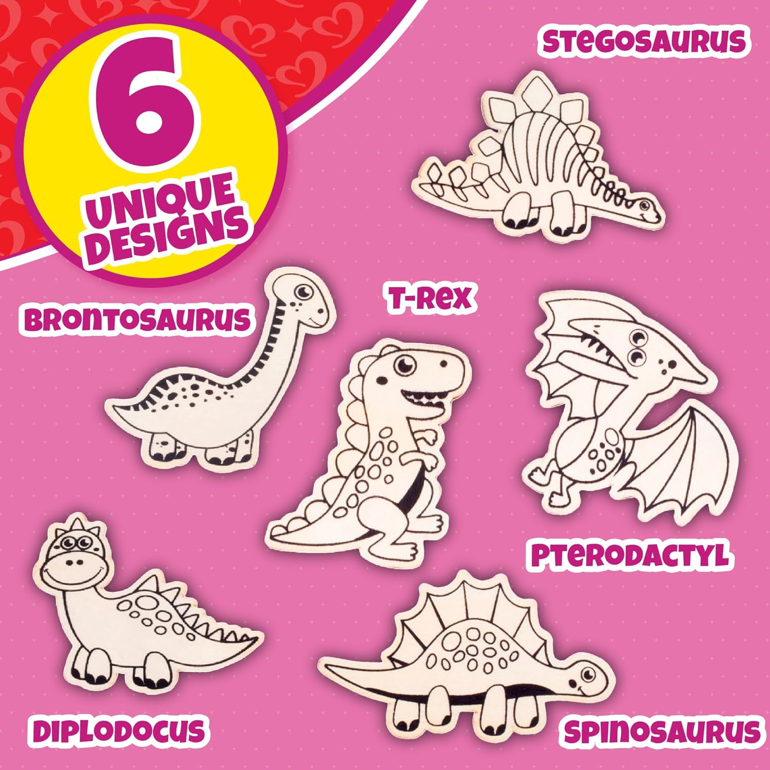 Dinosaur Wood Painting Kit 24 pcs for Kids Party Favors