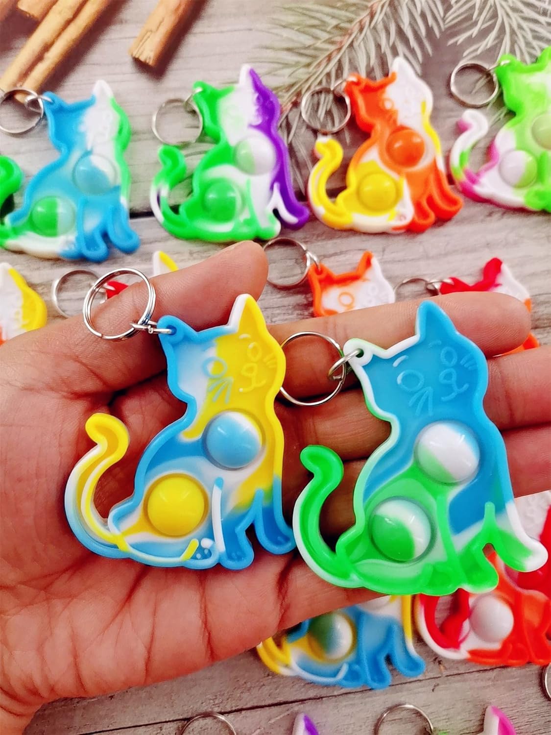30 Pcs Mini Pop Cat Fidget Keychain Gifts