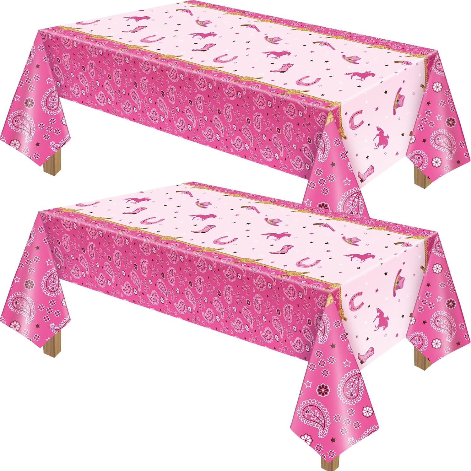 Tudomro Pink Cowgirl Party Table Cover Bandana Tablecloth 2 Pack