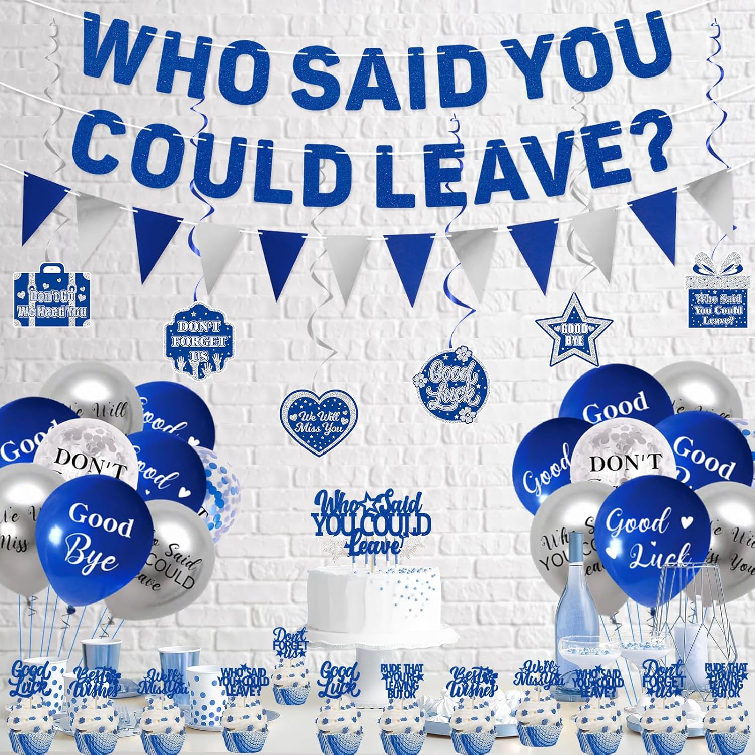 Roetyce Blue Who Said You Could Leave Banner Decorations Kit