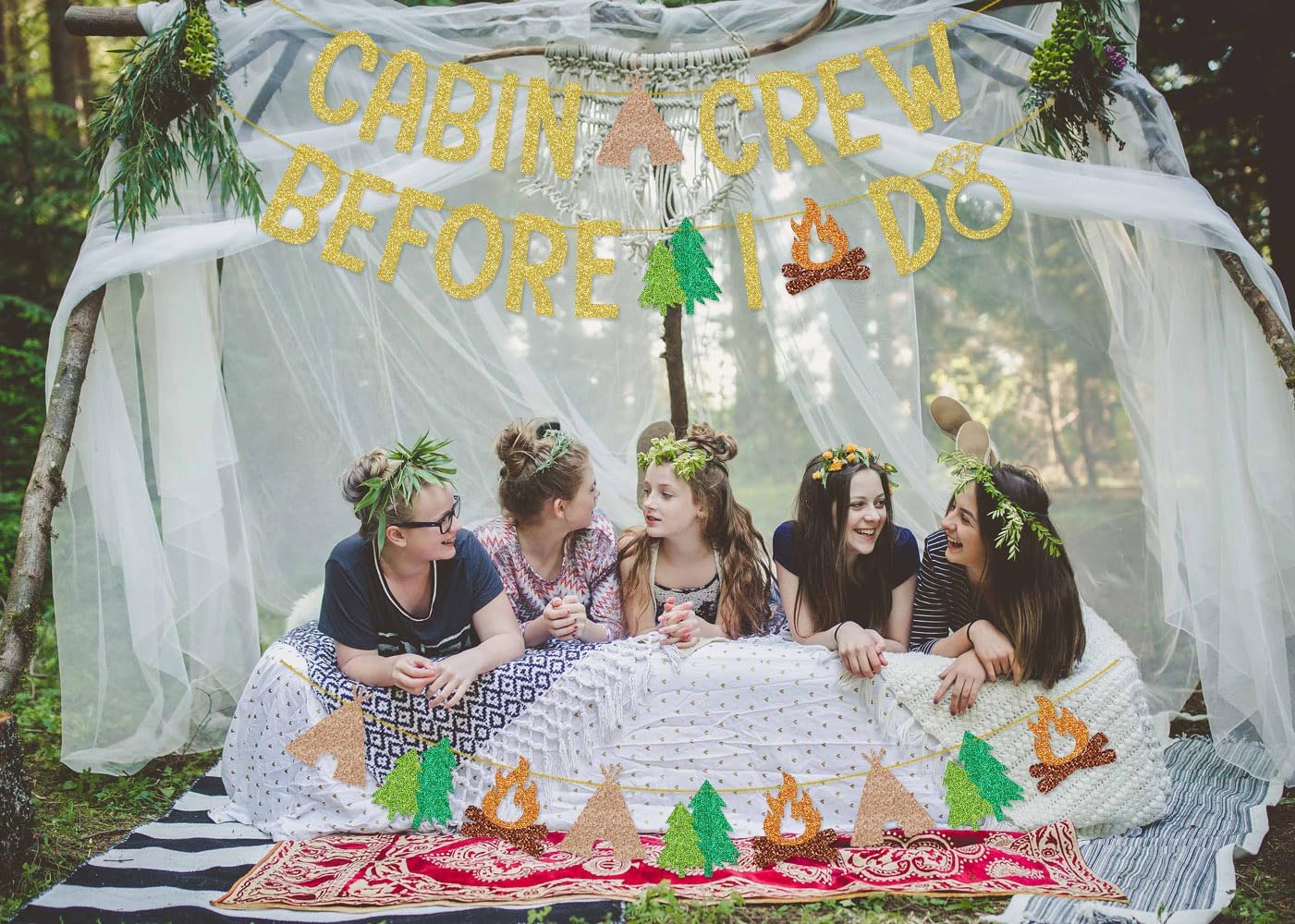 Glamoncha Gold Cabin Crew Bachelorette Party Banner Decorations