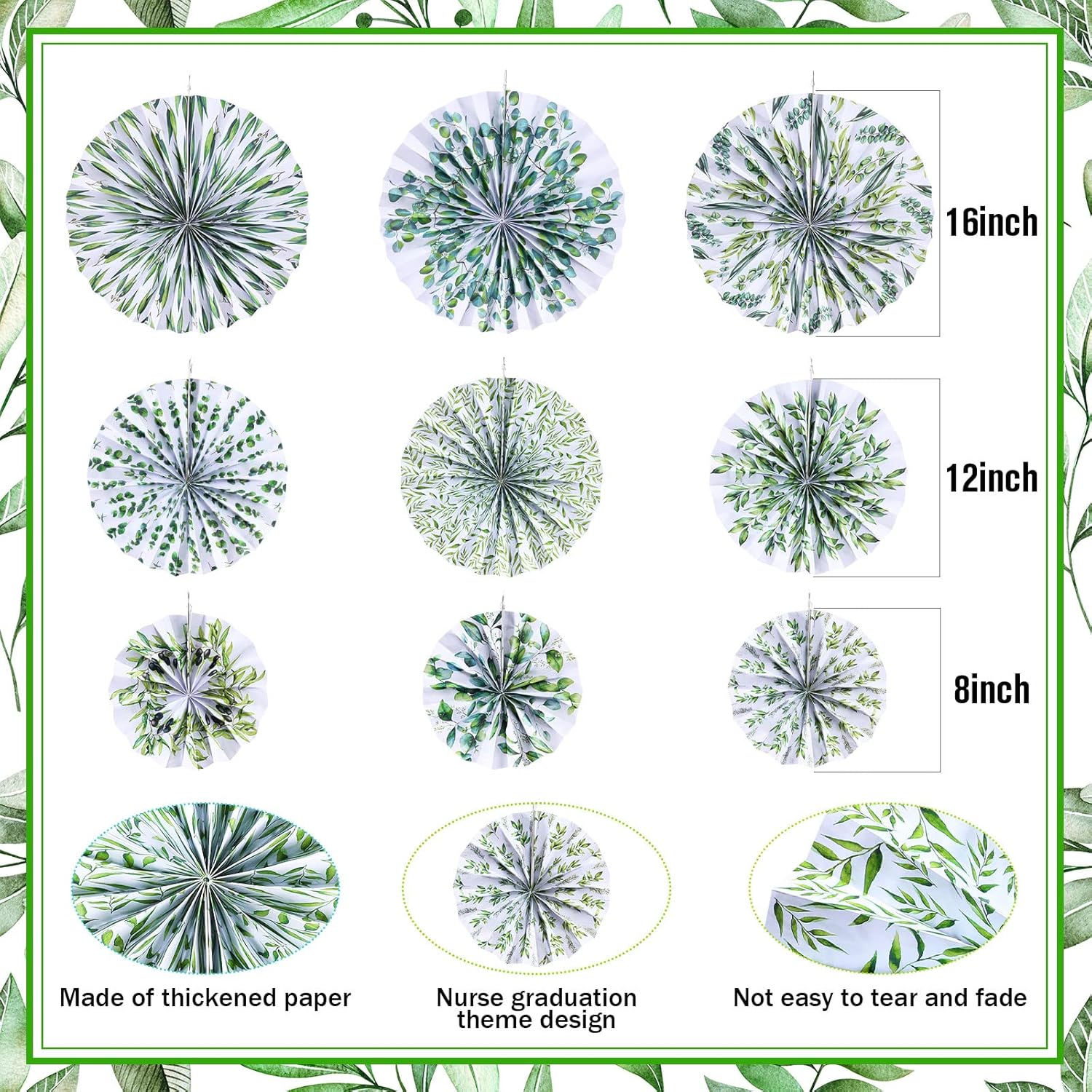 Outus 9 Pcs Eucalyptus Paper Fans Classroom Decor