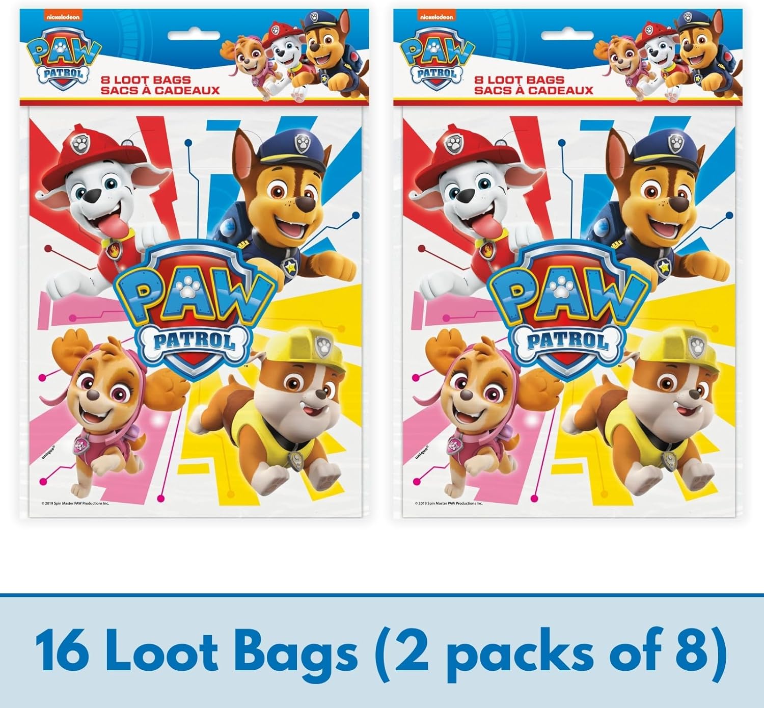 Unique Paw Patrol Party Favors - 16 Goodie Bags and 16 Blowouts