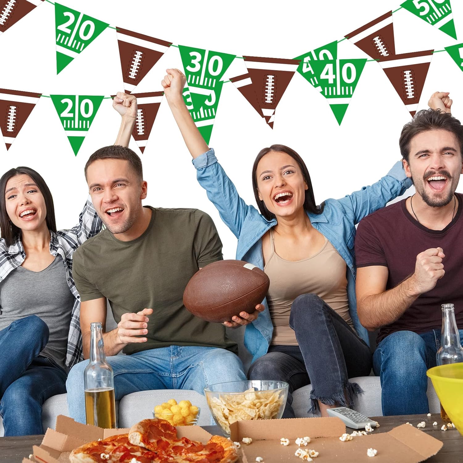 Football Decorations Bunting Triangle Flags Banner for Birthday Party
