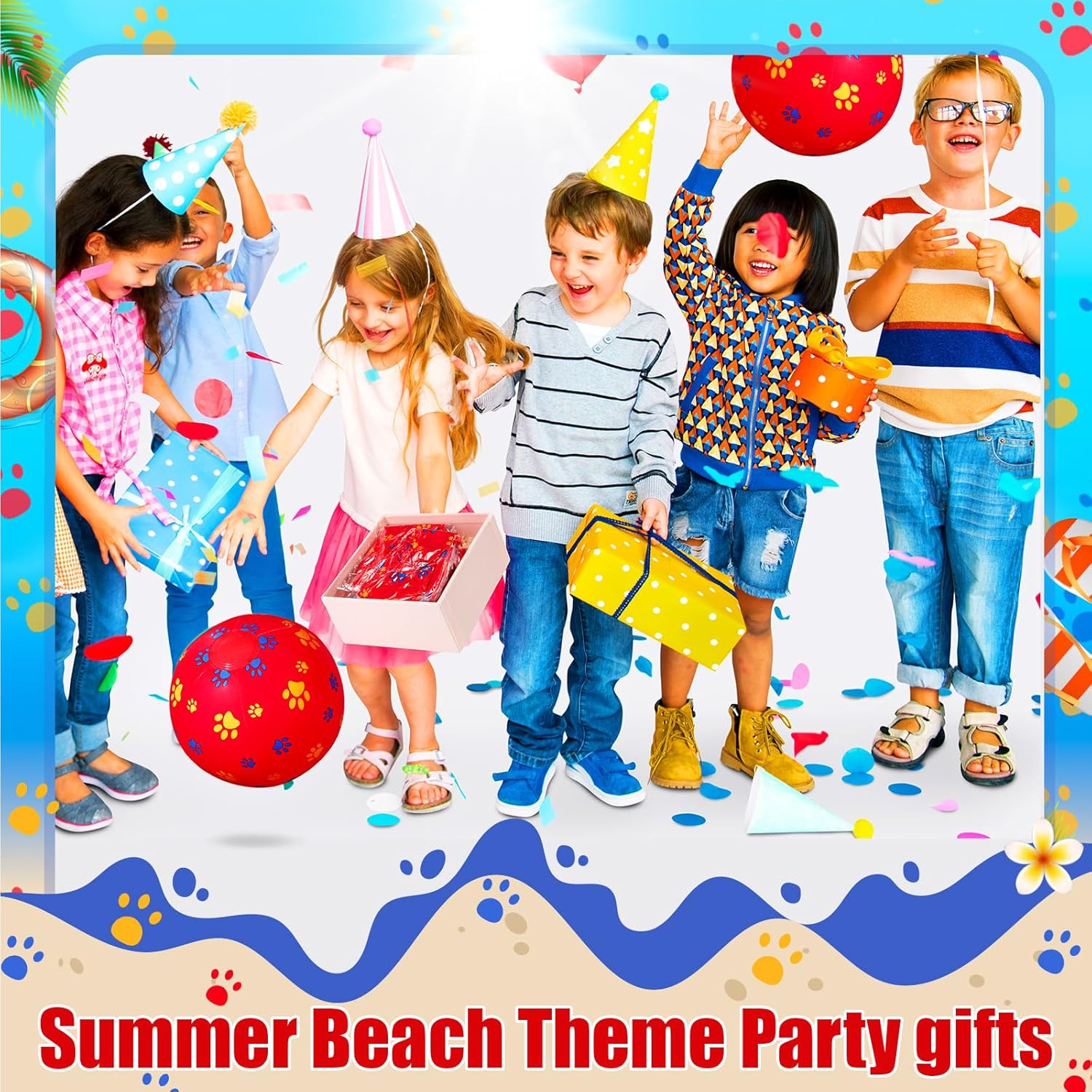 12 Pack Red Dog Paw Beach Balls for Kids 787 Inch
