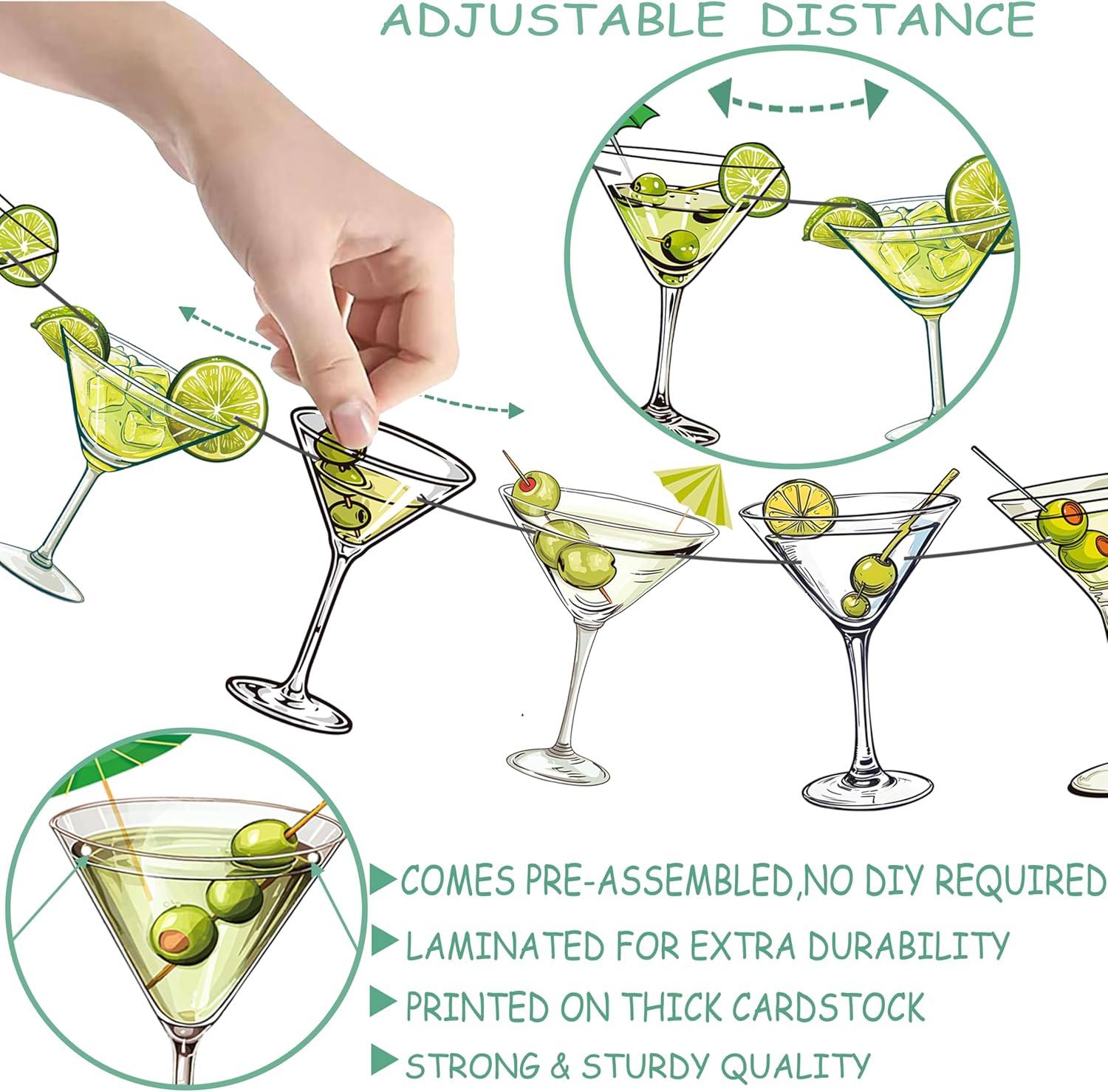 Martini Party Banners 2pcs Cocktail Cup Decorations