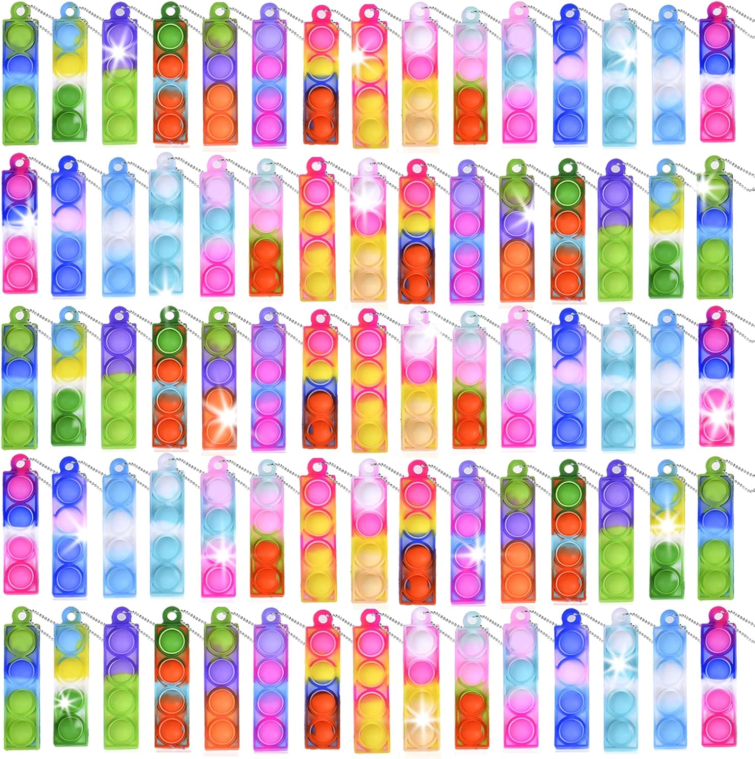 BicMan 75Pcs Mini Pop Keychain Fidget Toys for Kids