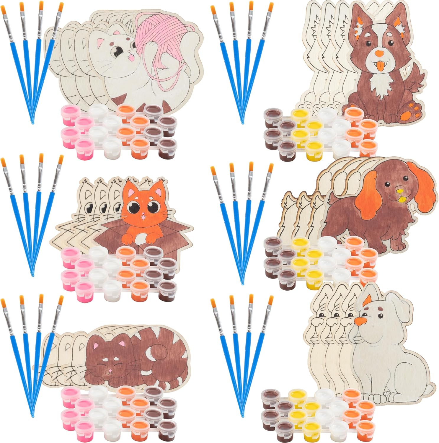 Cat Dog Wood Painting Kits 24 Count