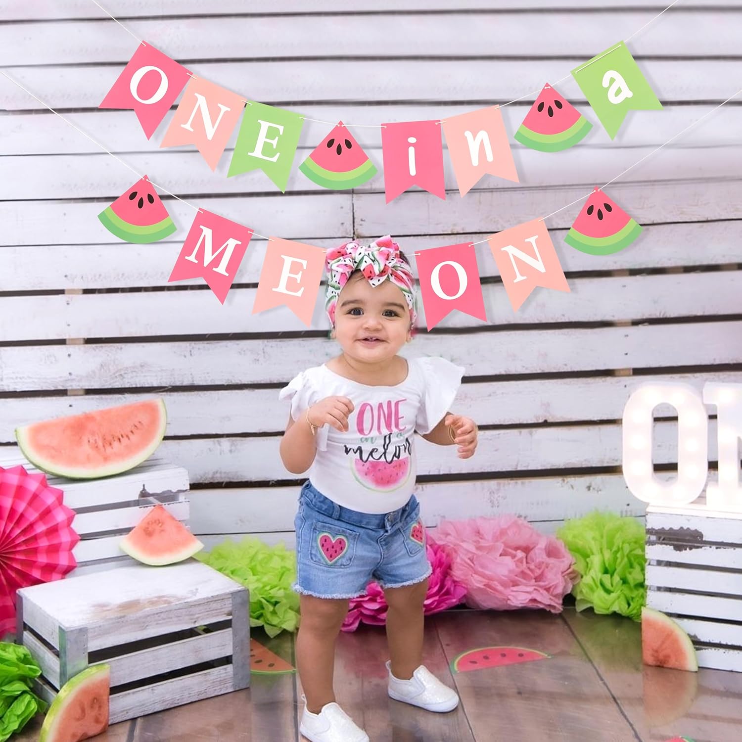 One in a Melon Birthday Banner - Watermelon Party Decoration