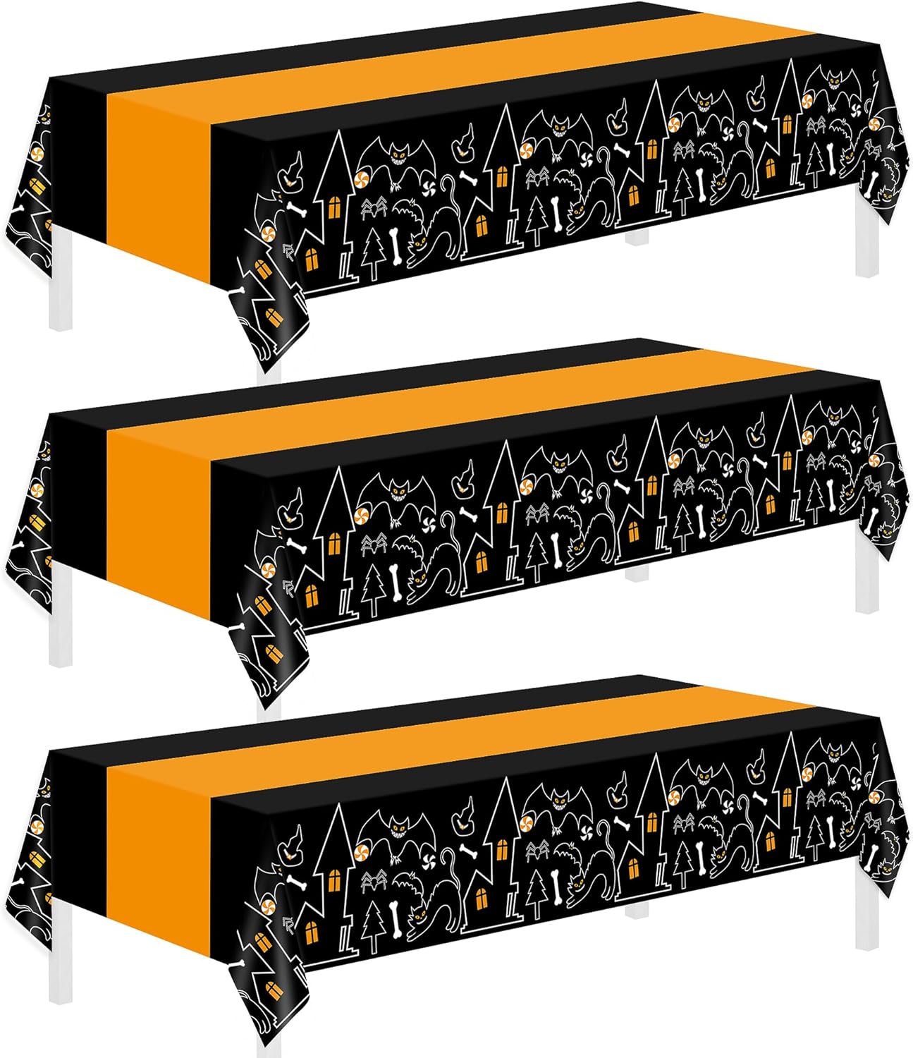 Childom 3 Pack Halloween Tablecloths 54x108 Inches