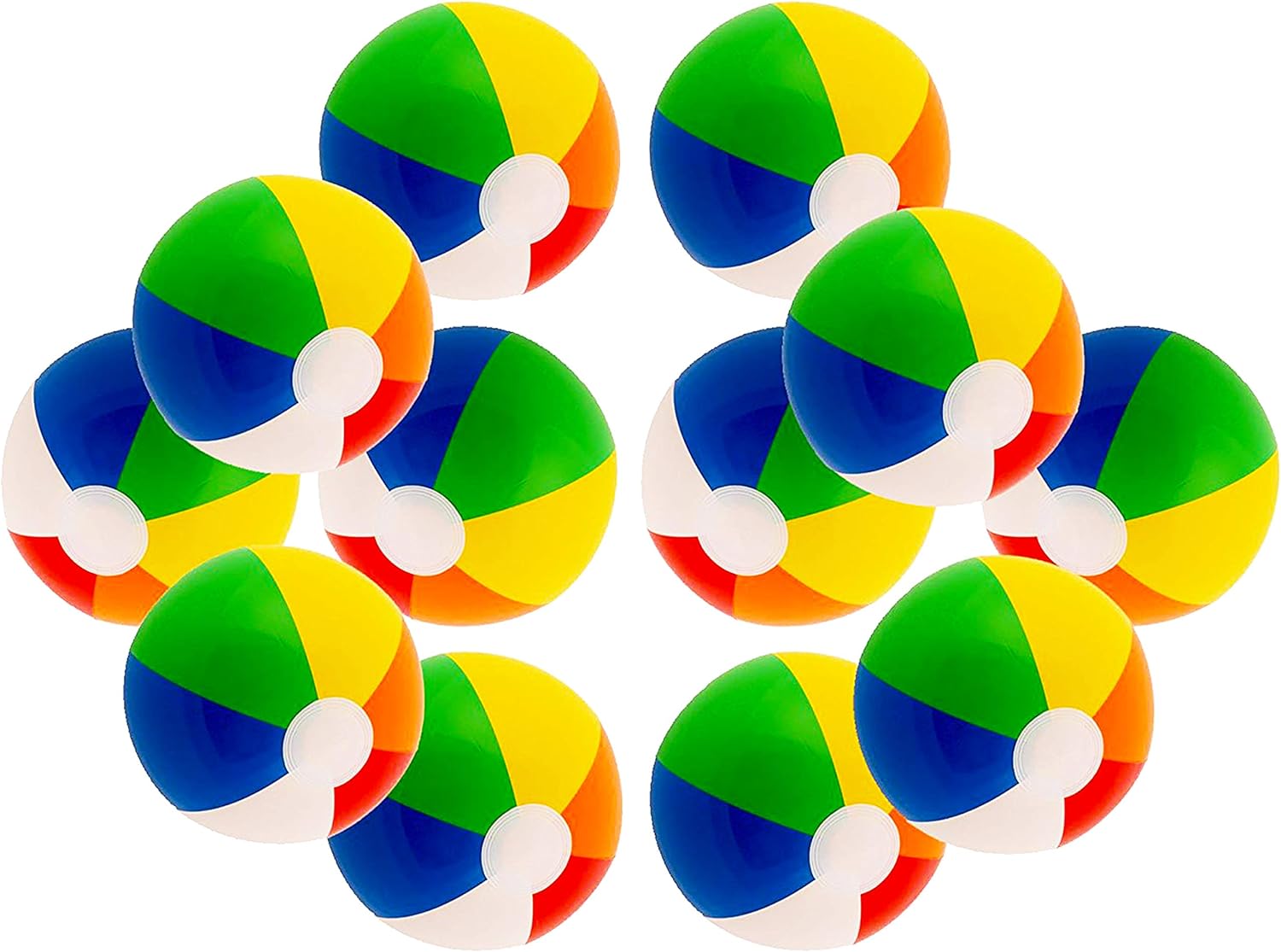 12 Rainbow Colored Inflatable Beach Balls 12 Pack