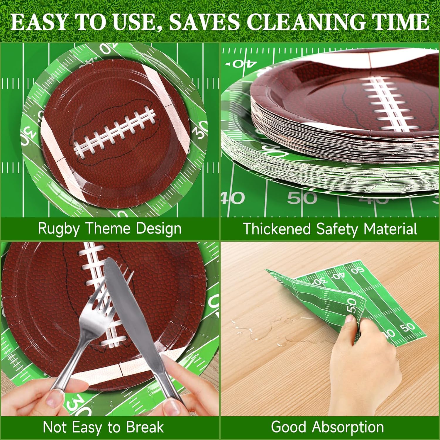 Football Party Supplies Kit Serve 50