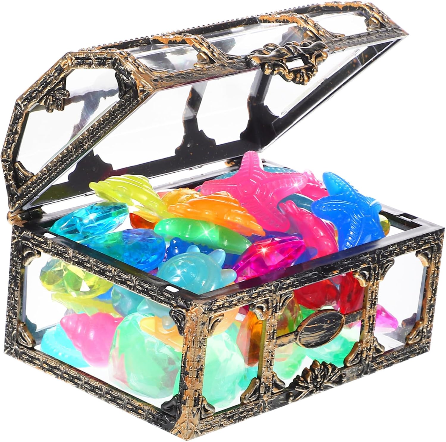 VANZACK Pirate Treasure Chest Glowing Stones Pool Toy Favors