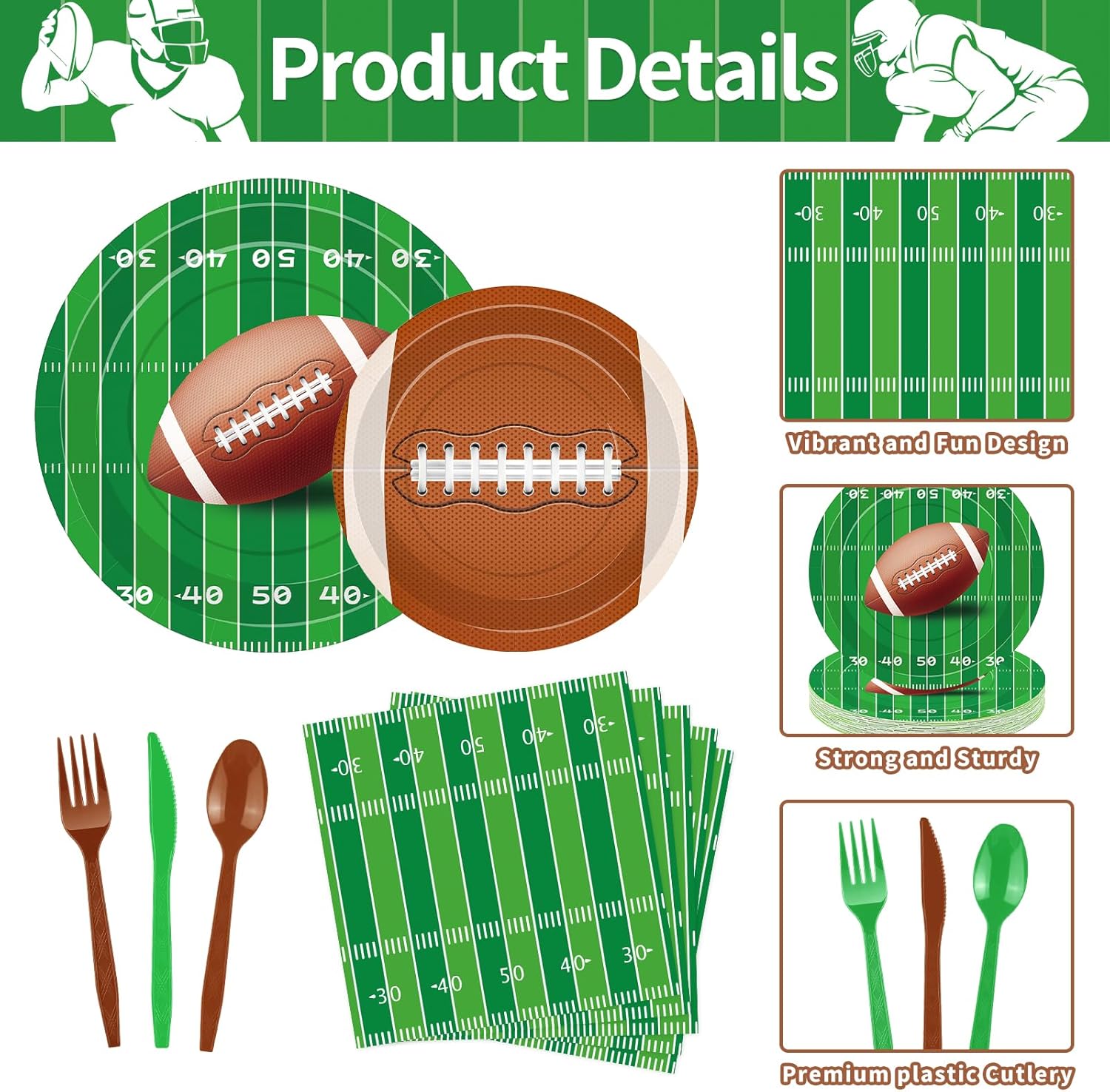 175 Pcs Football Tableware Set for 25