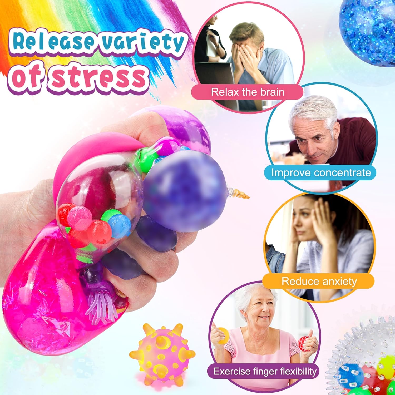 36 Pack Stress Balls Set for Adults and Kids
