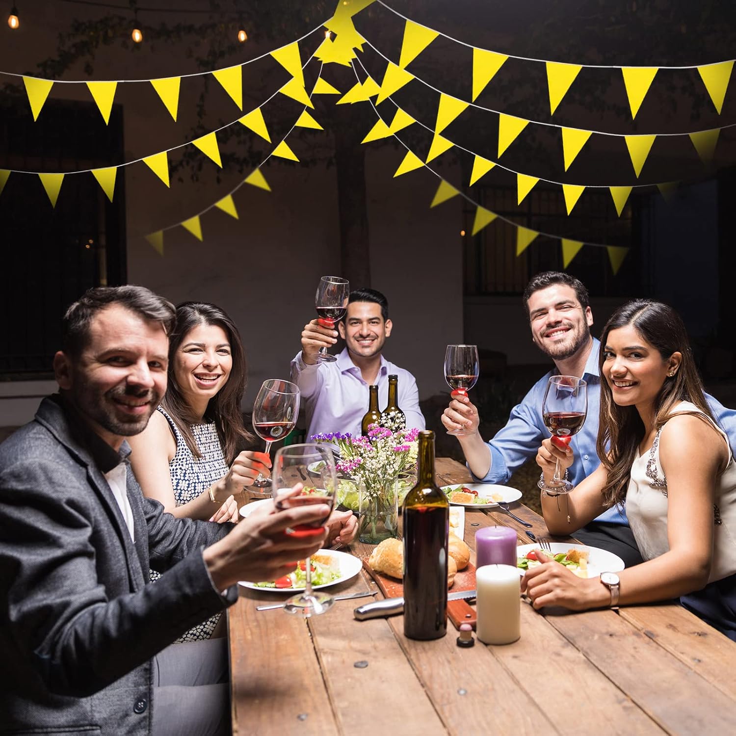 Tatuo 200 Feet Yellow Bunting Flags Party Decorations