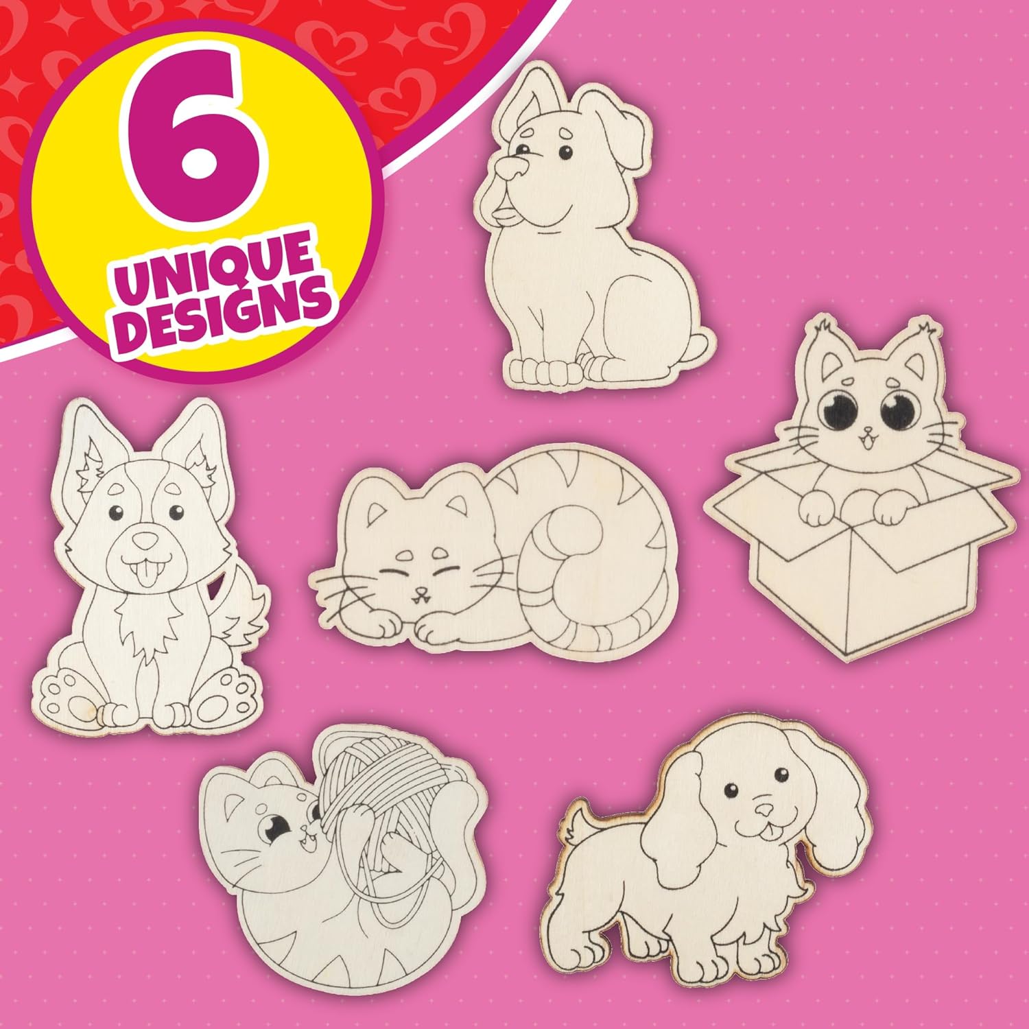 Cat Dog Wood Painting Kits 24 Count