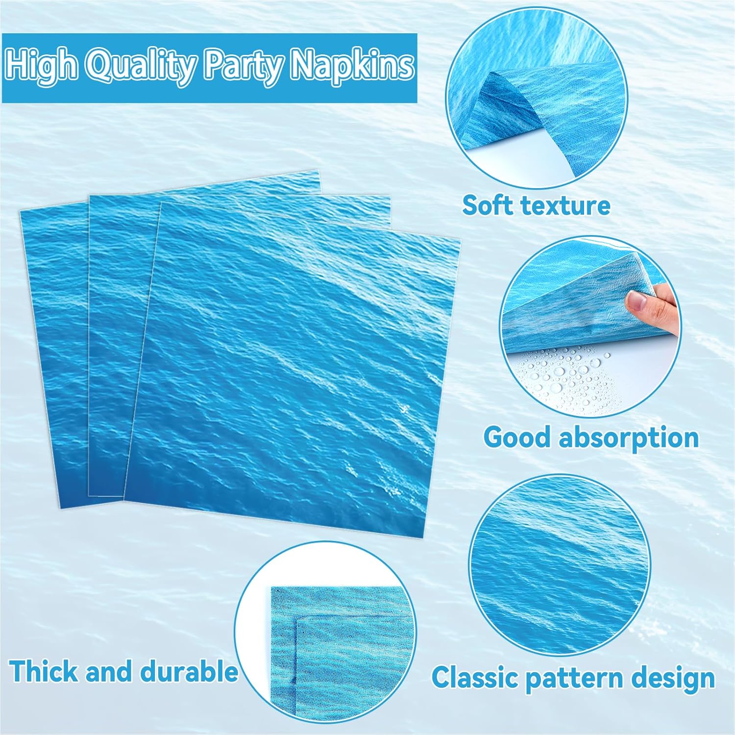 96 Pcs Iridescent Ocean Waves Party Plates and Napkins