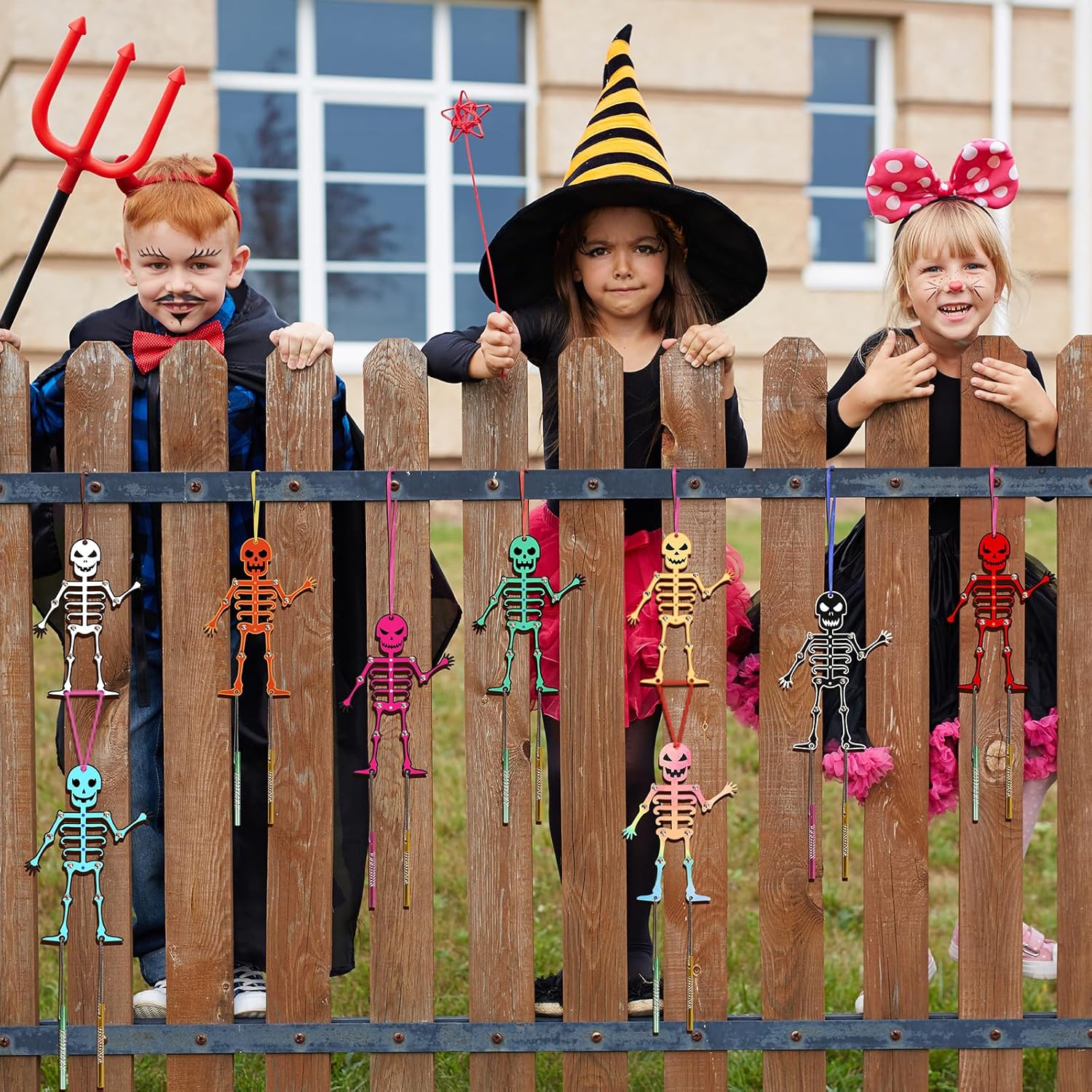 Fennoral 9 Pack Skeleton Wind Chime Kit for Kids