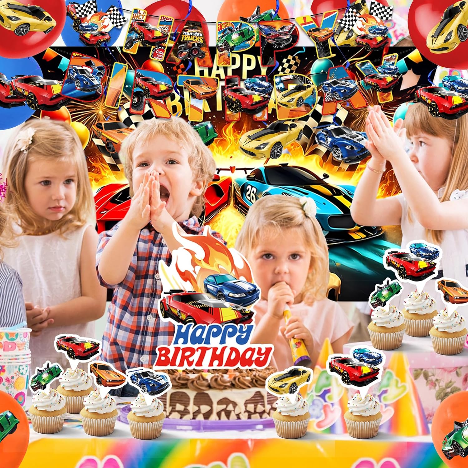 51 Pcs Racing Car Party Decorations for Kids Birthday