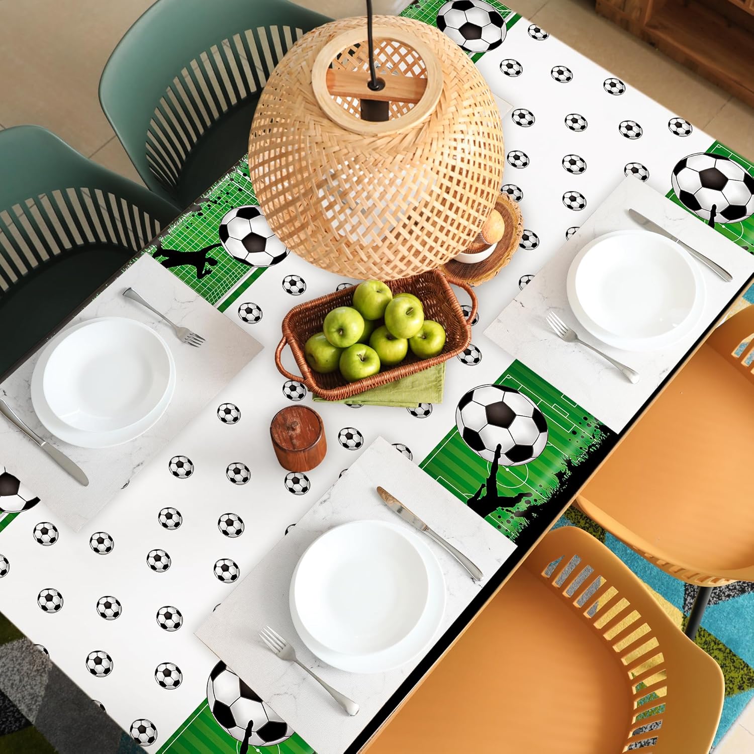 Kochorie 2 Piece Soccer Themed Tablecloth