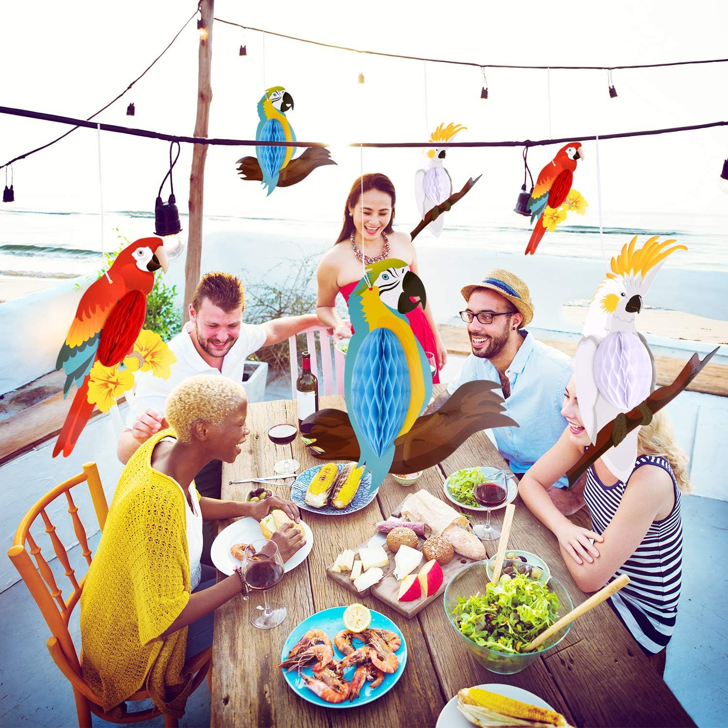 Tuparka 6pcs Tropical Birds Hanging Decorations