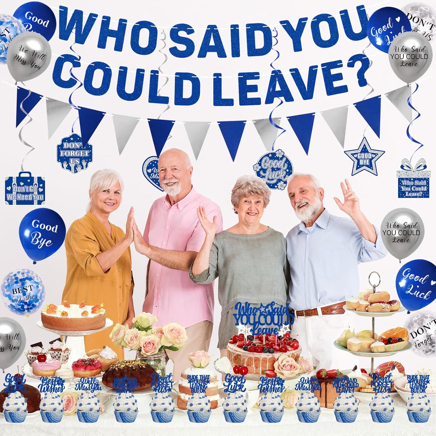Roetyce Blue Who Said You Could Leave Banner Decorations Kit