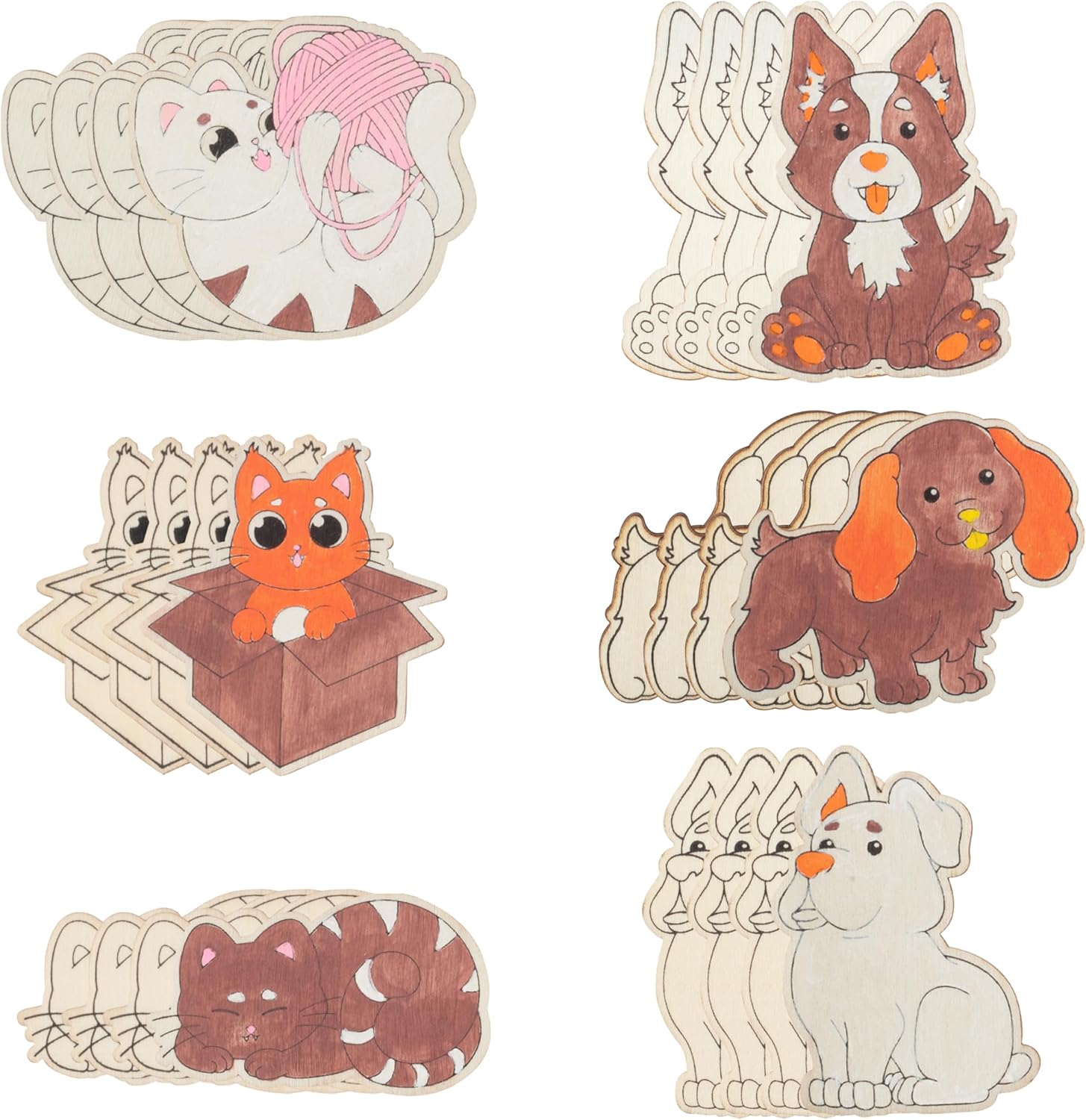 Cat Dog Wood Painting Kits 24 Count