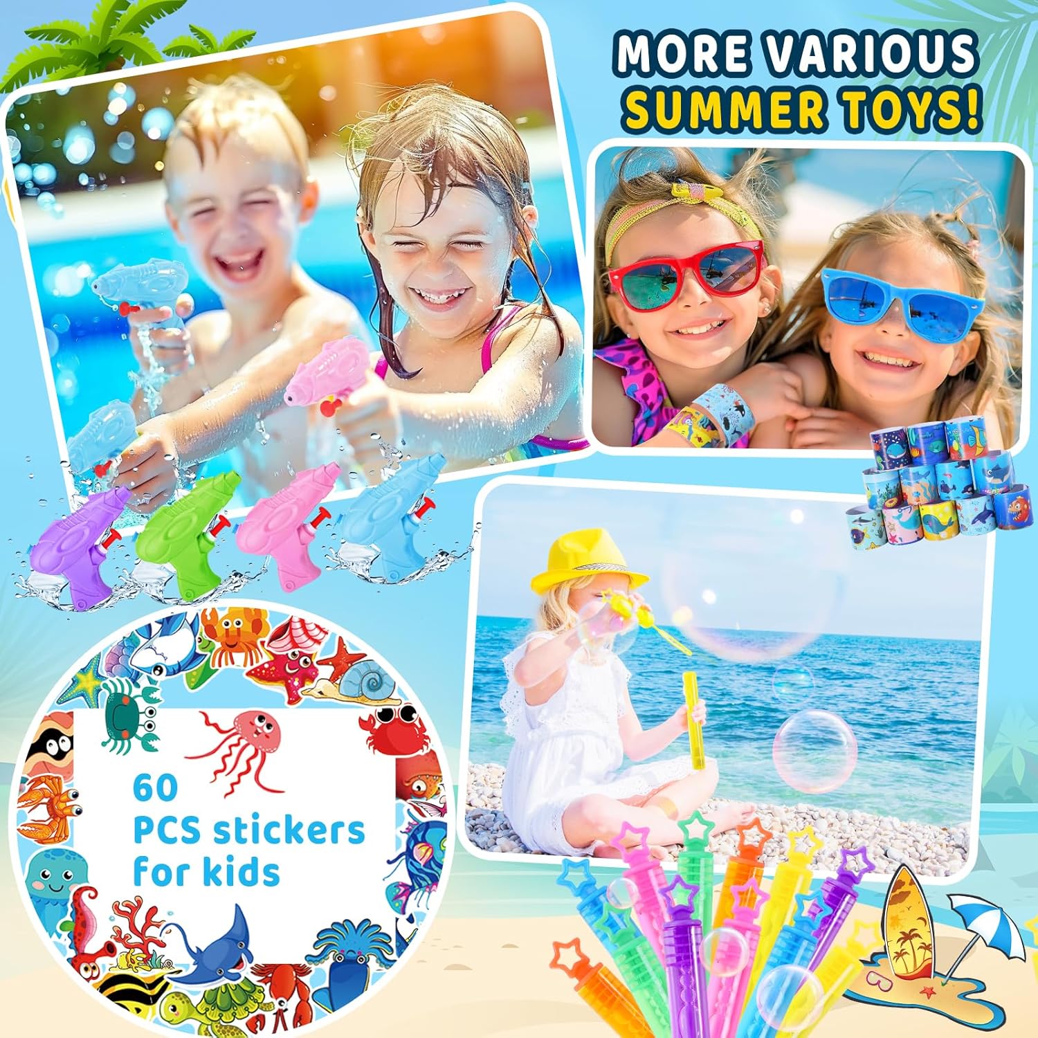 Pool Party Favors for Kids 132PCS Summer Beach Toys