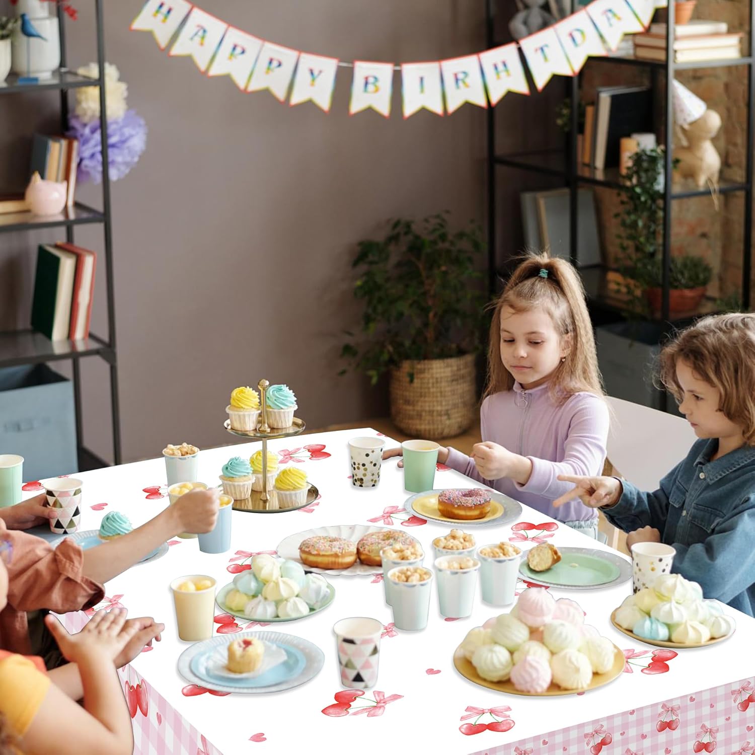 3PCS Cherry Tablecloths Birthday Party Decor