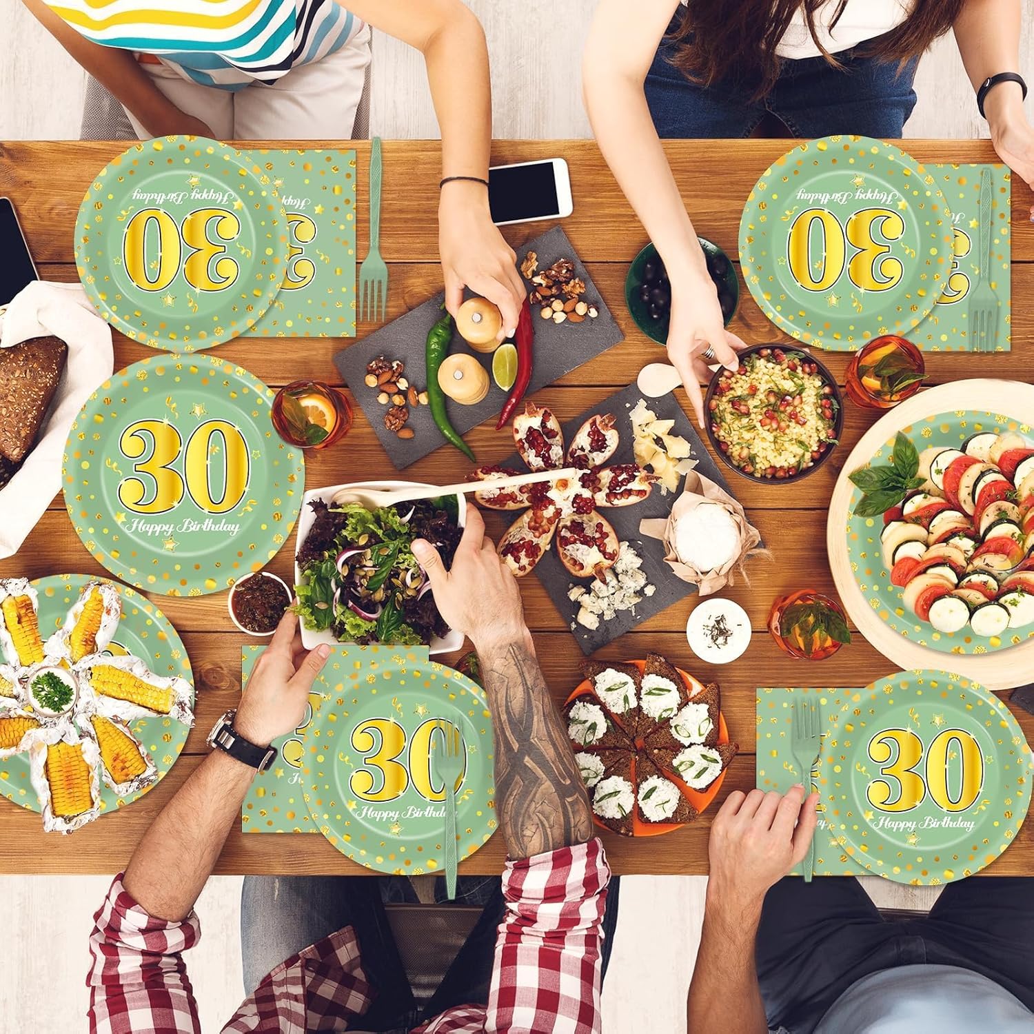 CHUNNIN 96Pcs 30th Birthday Plates Napkins Set for 24 Guests
