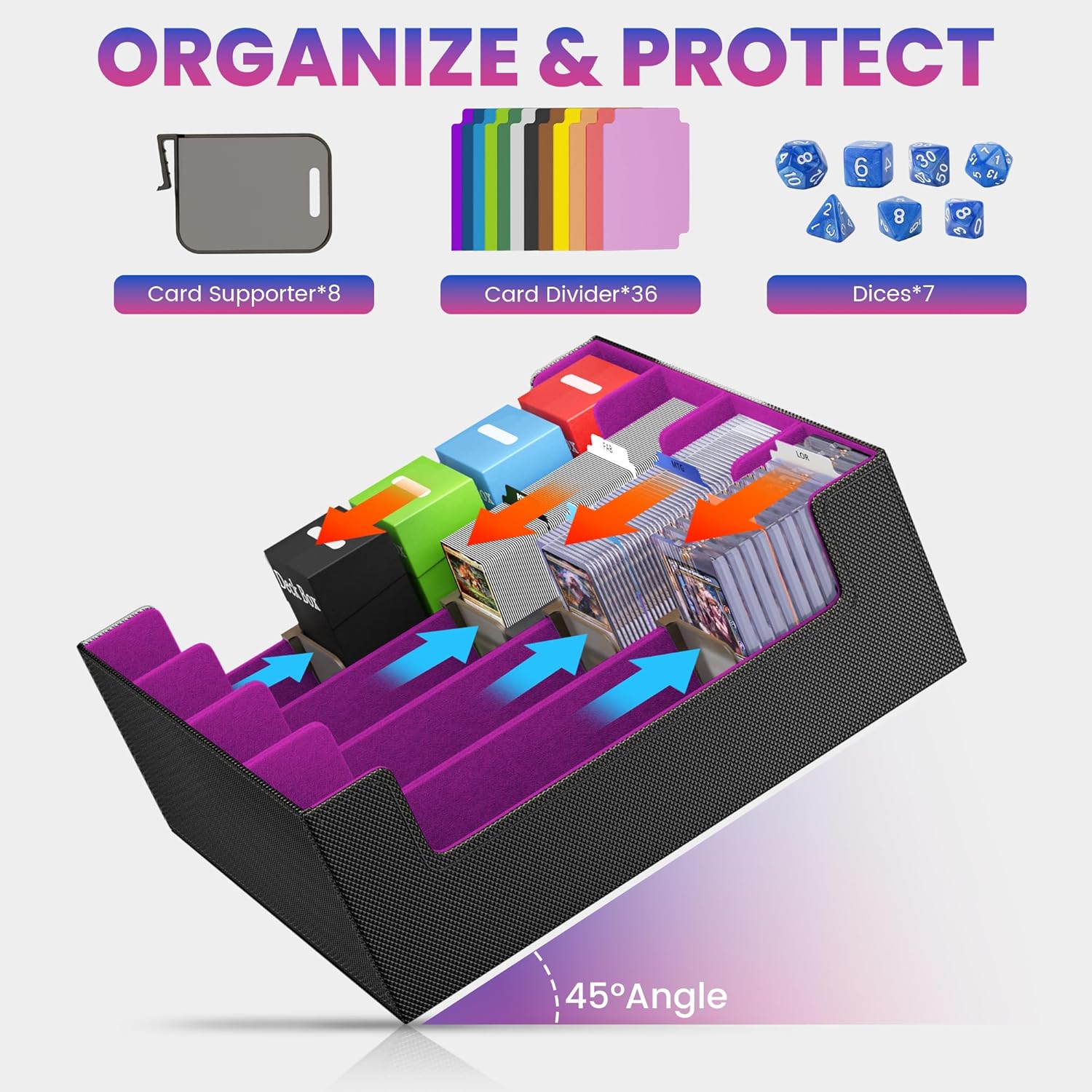 3500 Trading Card Storage Box with 4 Rows and 36 Dividers