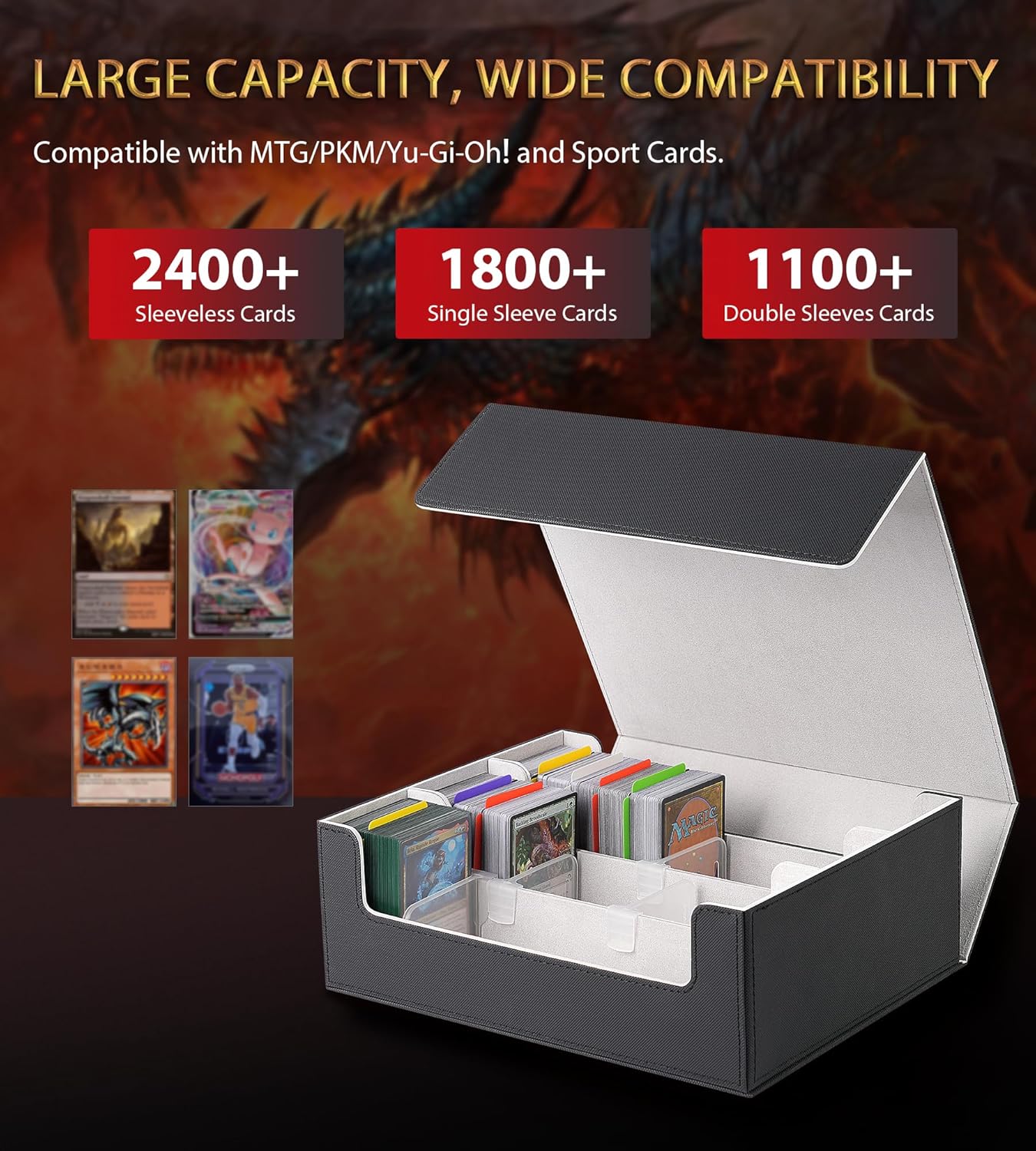 NEWLOOP Trading Card Storage Box with 12 Dividers