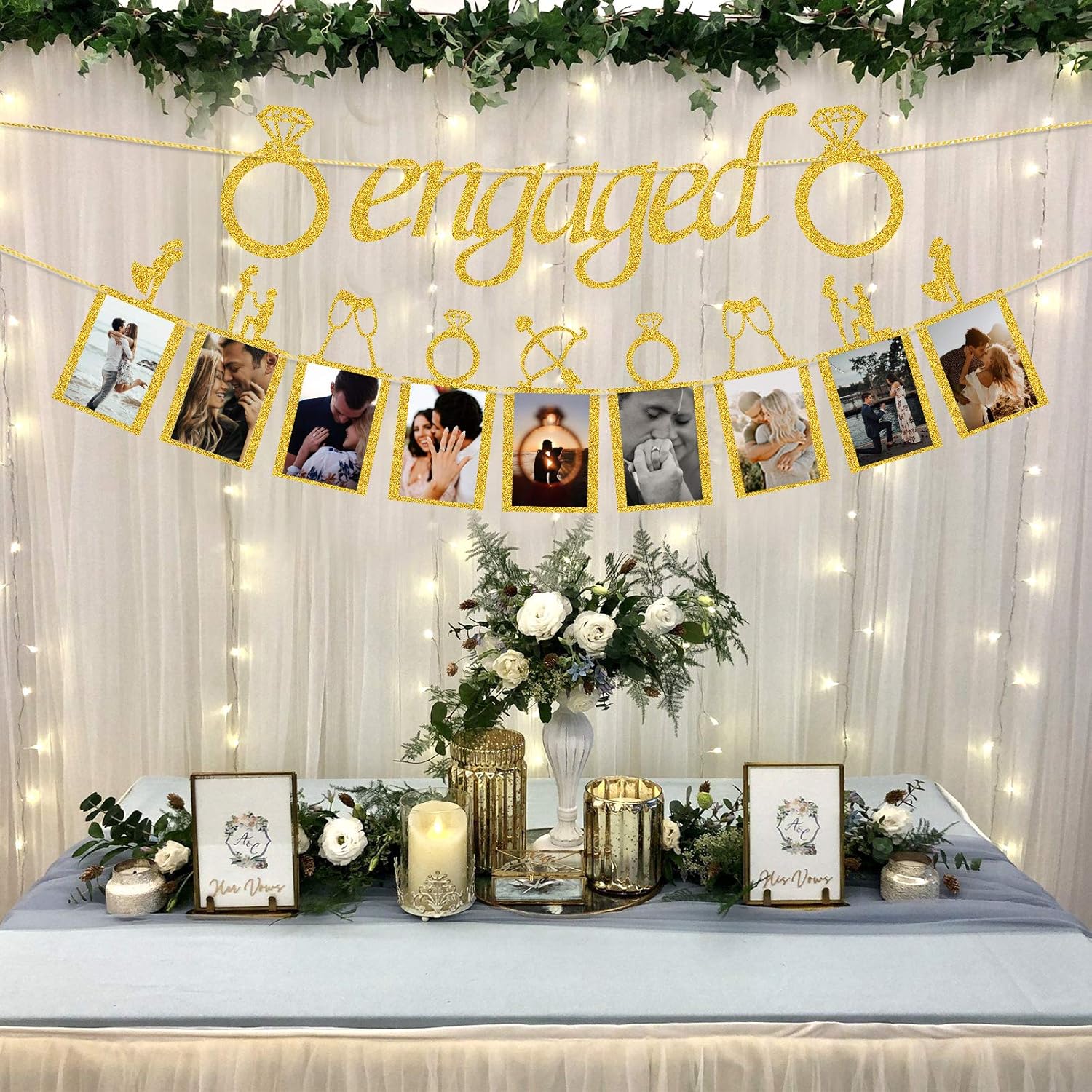 Romantic Wedding Decor Banners with Photo Frames