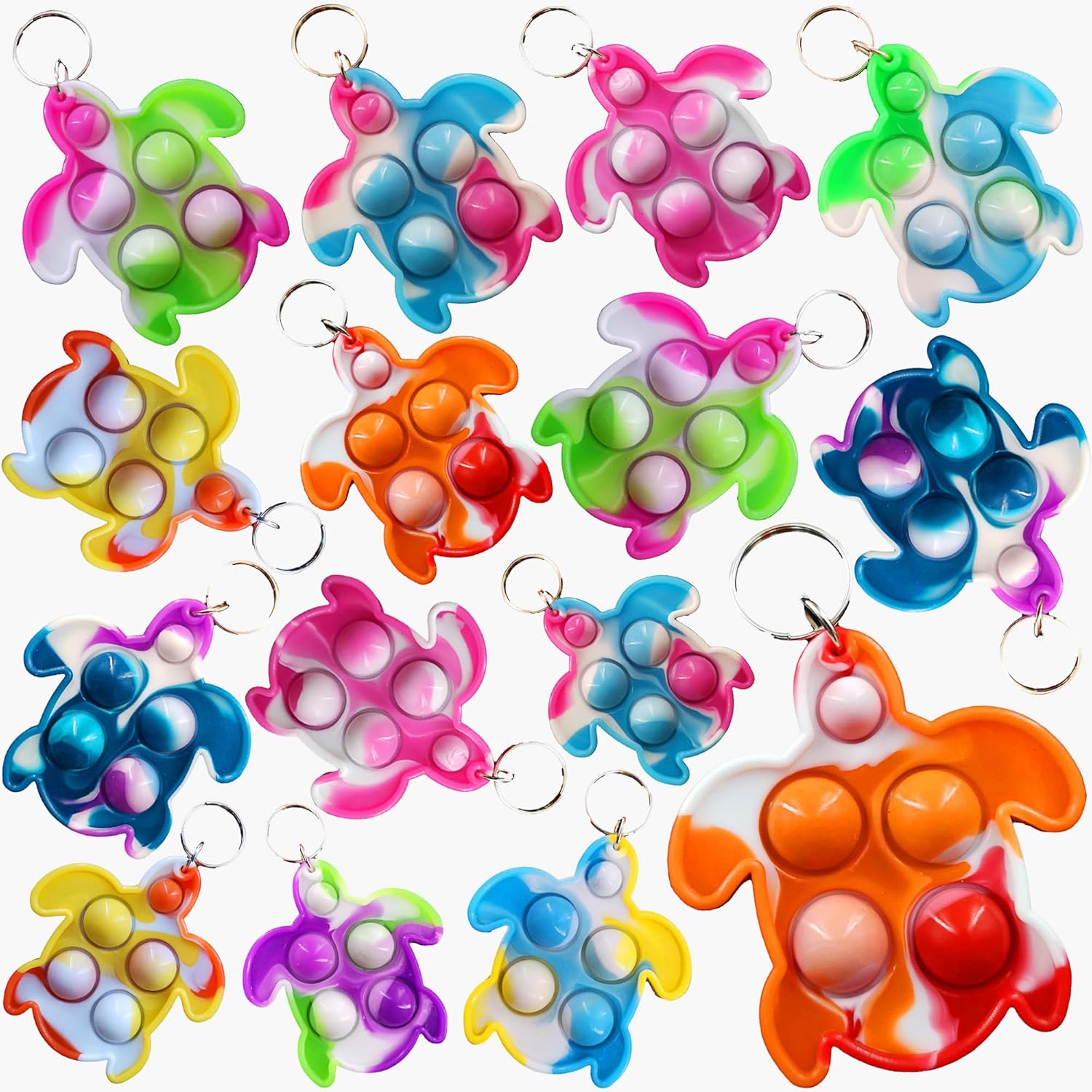 100 Pack Bulk Turtles Animal Pop Keychain Fidget Toy