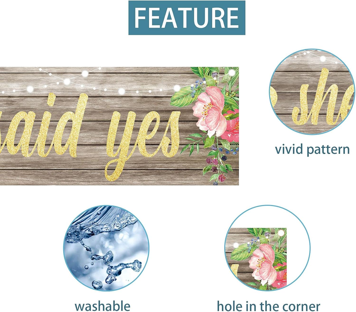 Joyiou He Asked She Said Yes Backdrop Banner for Wedding Engagement Party