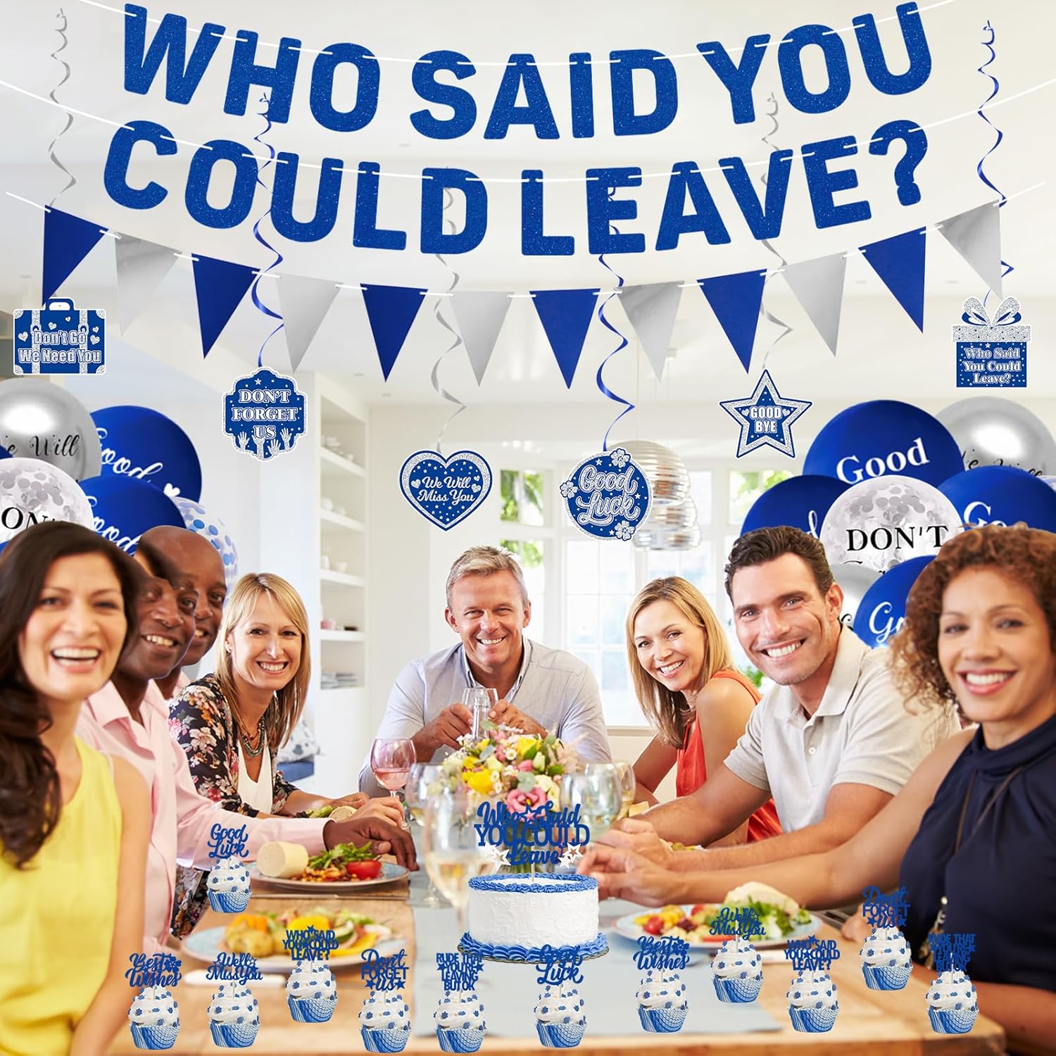 Roetyce Blue Who Said You Could Leave Banner Decorations Kit