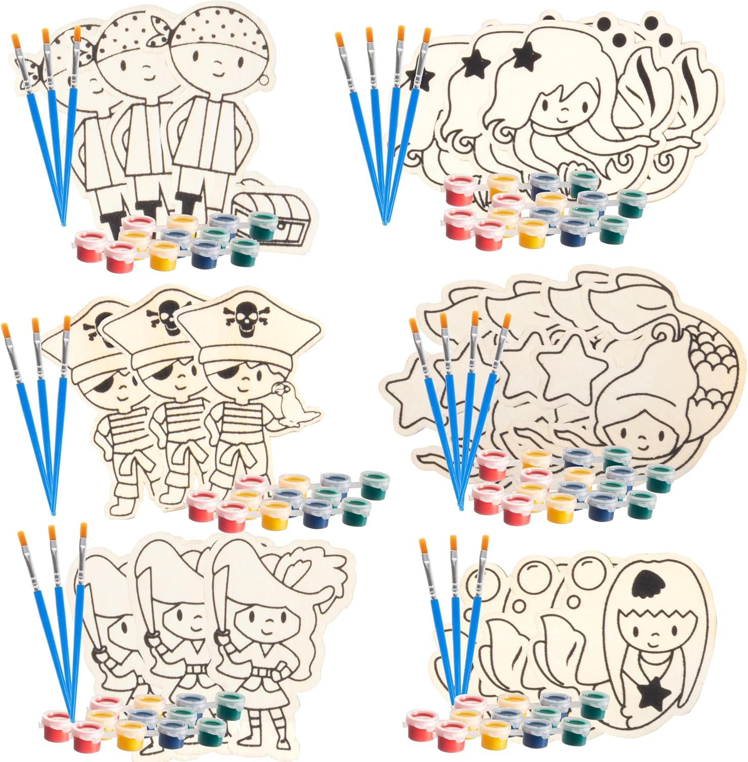 Mermaid And Pirate Wood Painting Kits 24 Ct