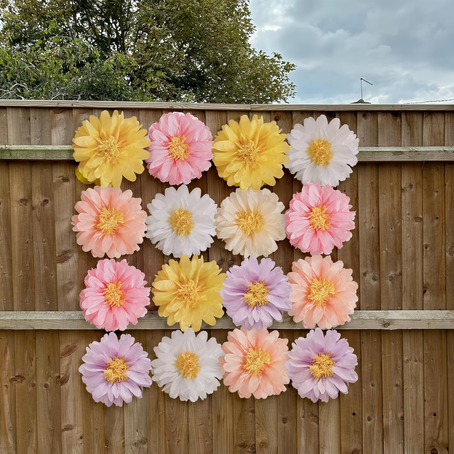 12 Pcs Daisy Tissue Paper Pom Poms Decorations