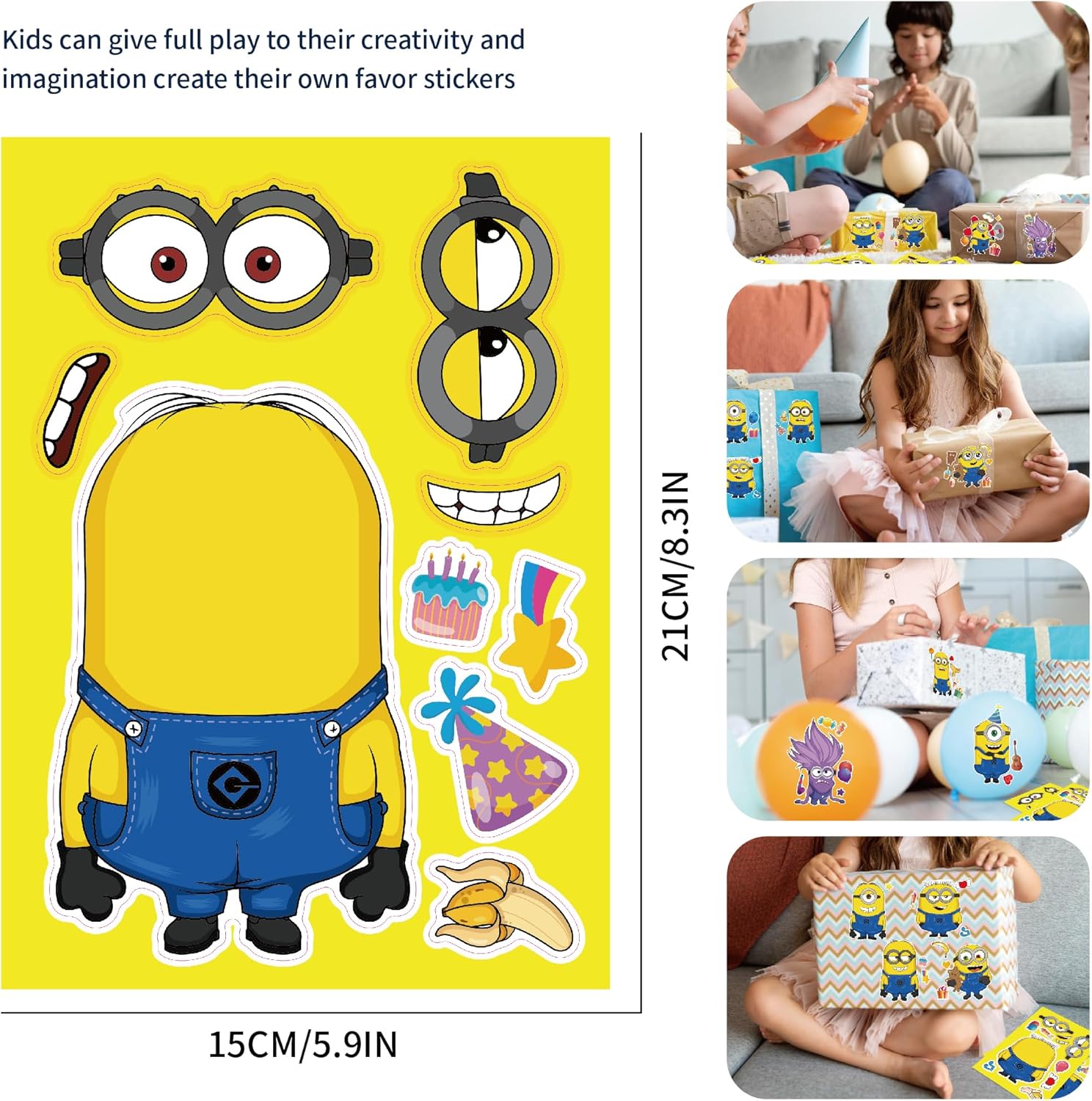 YELTOY Make-a-Face Stickers Sheets 24PCS DIY Mixed Matched with 8 Characters