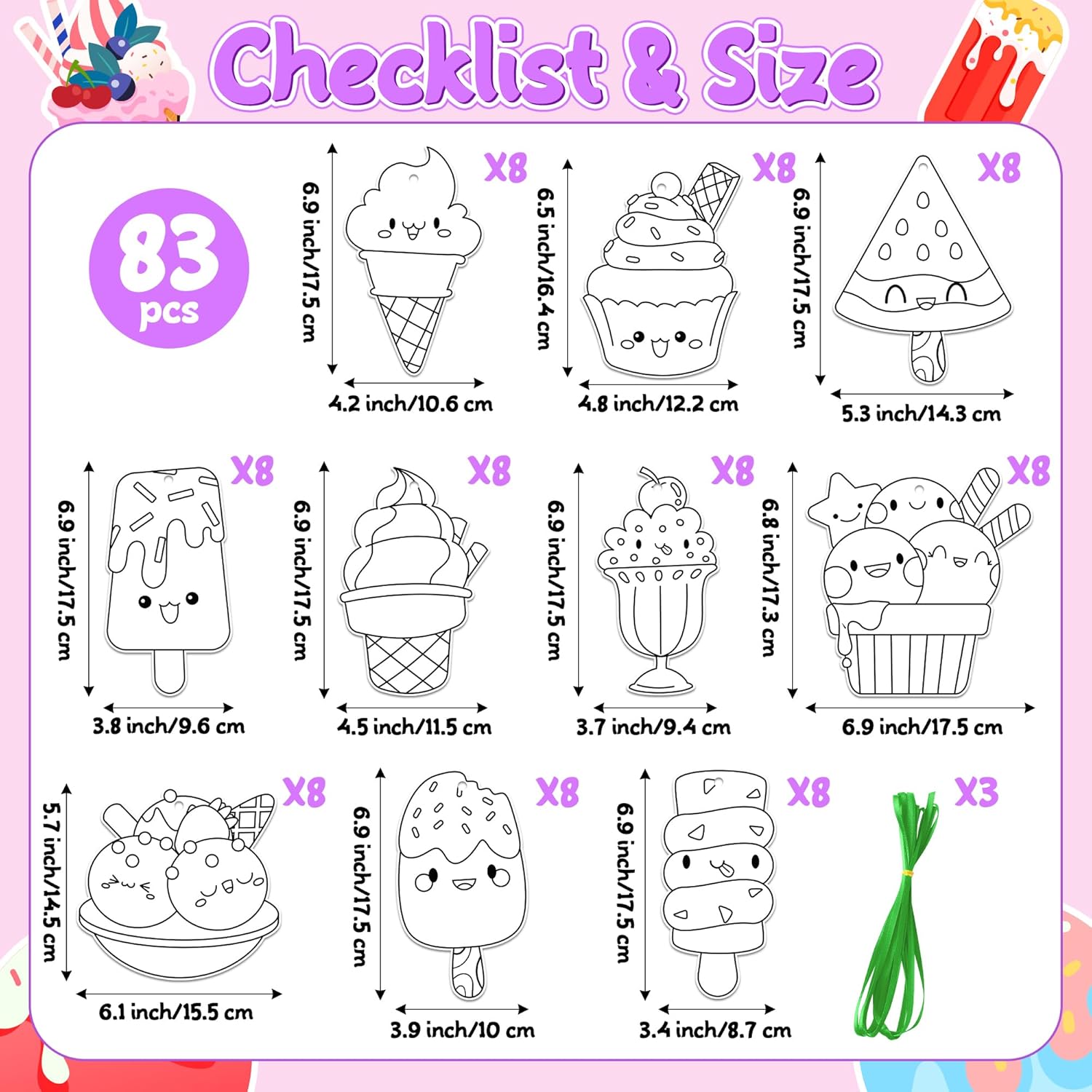 JAPBOR Ice Cream Coloring Craft Kit 83PCS