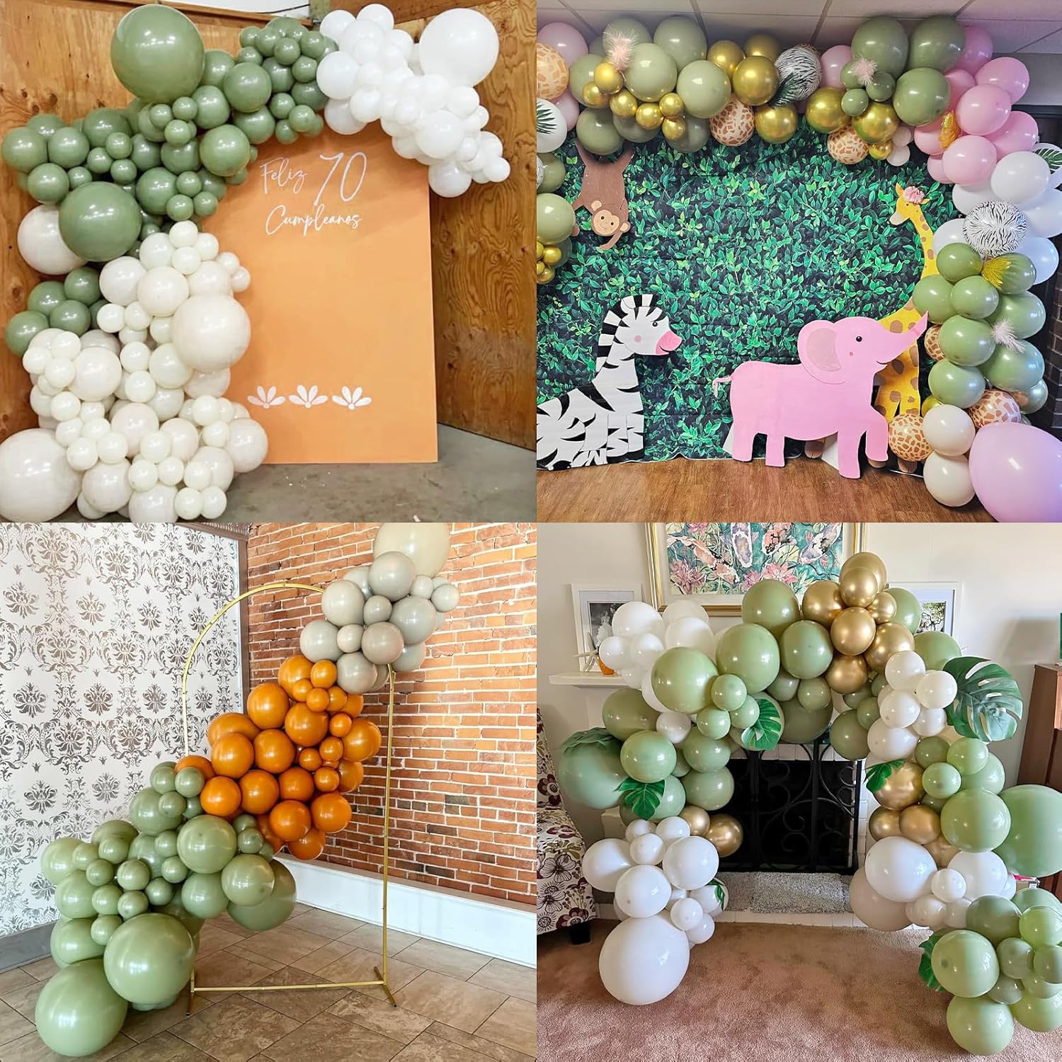 50pcs Sage Green Balloons with Ribbon and Glue