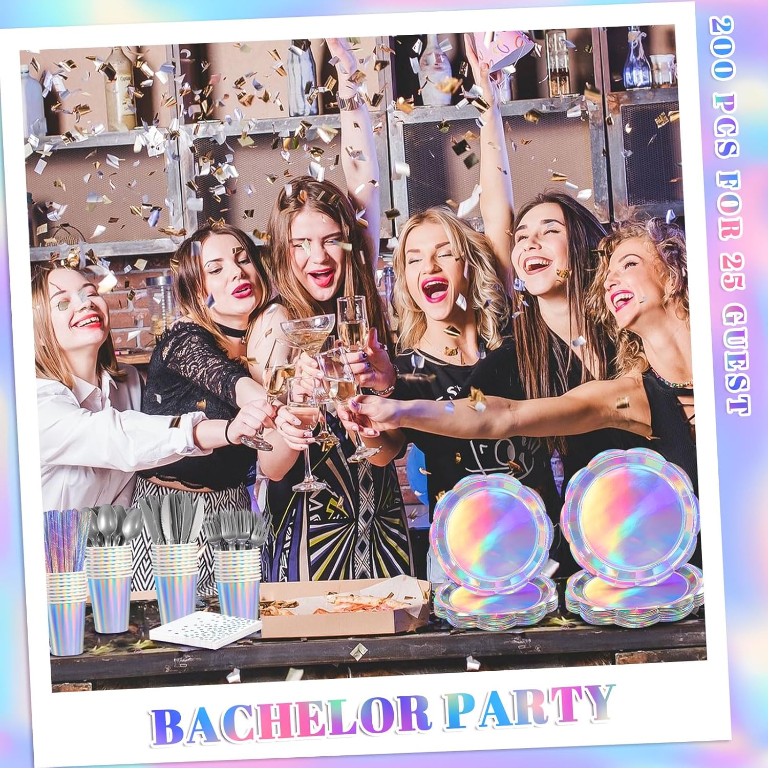 200 Pcs Iridescent Party Decorations Set
