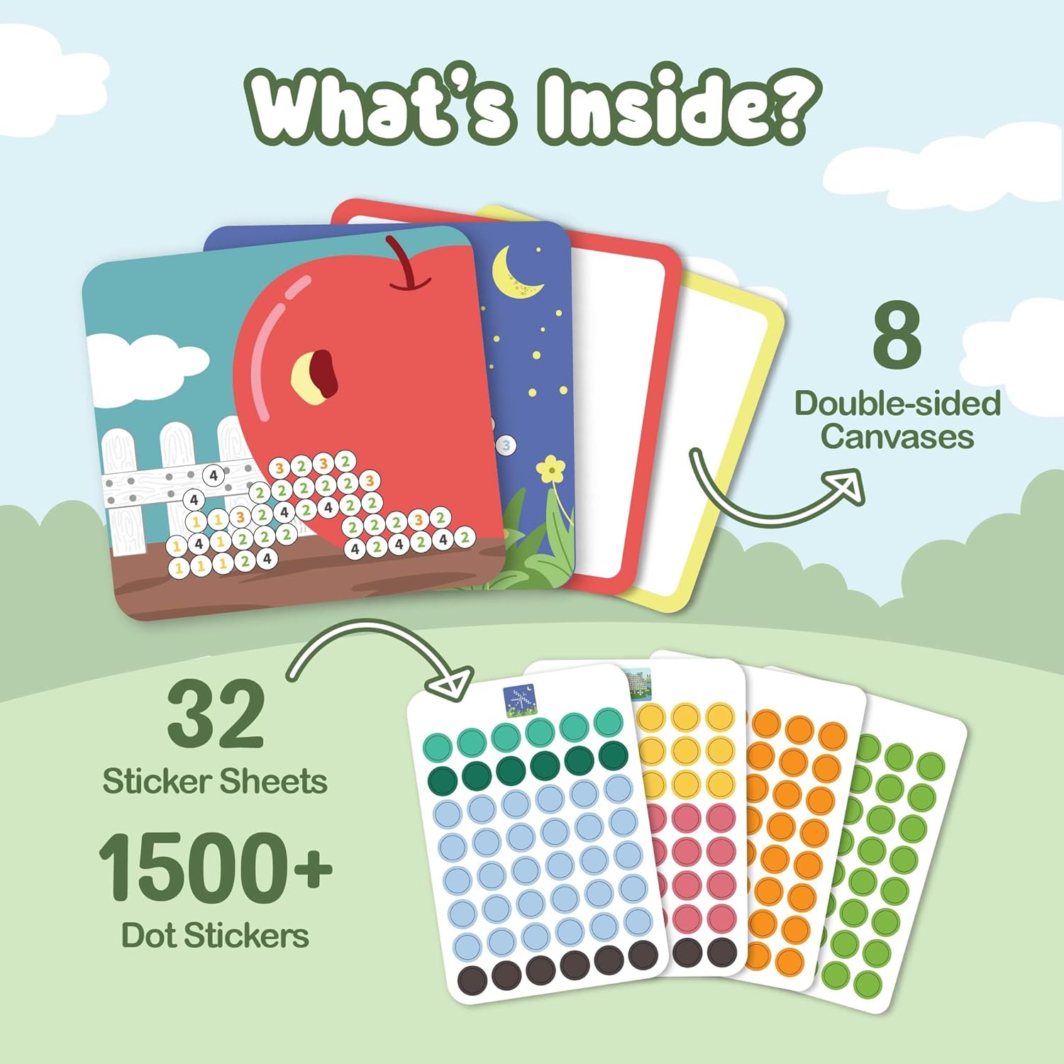 BINCA Dotties Dot Art Kit with 1500 Stickers for Kids 4-8